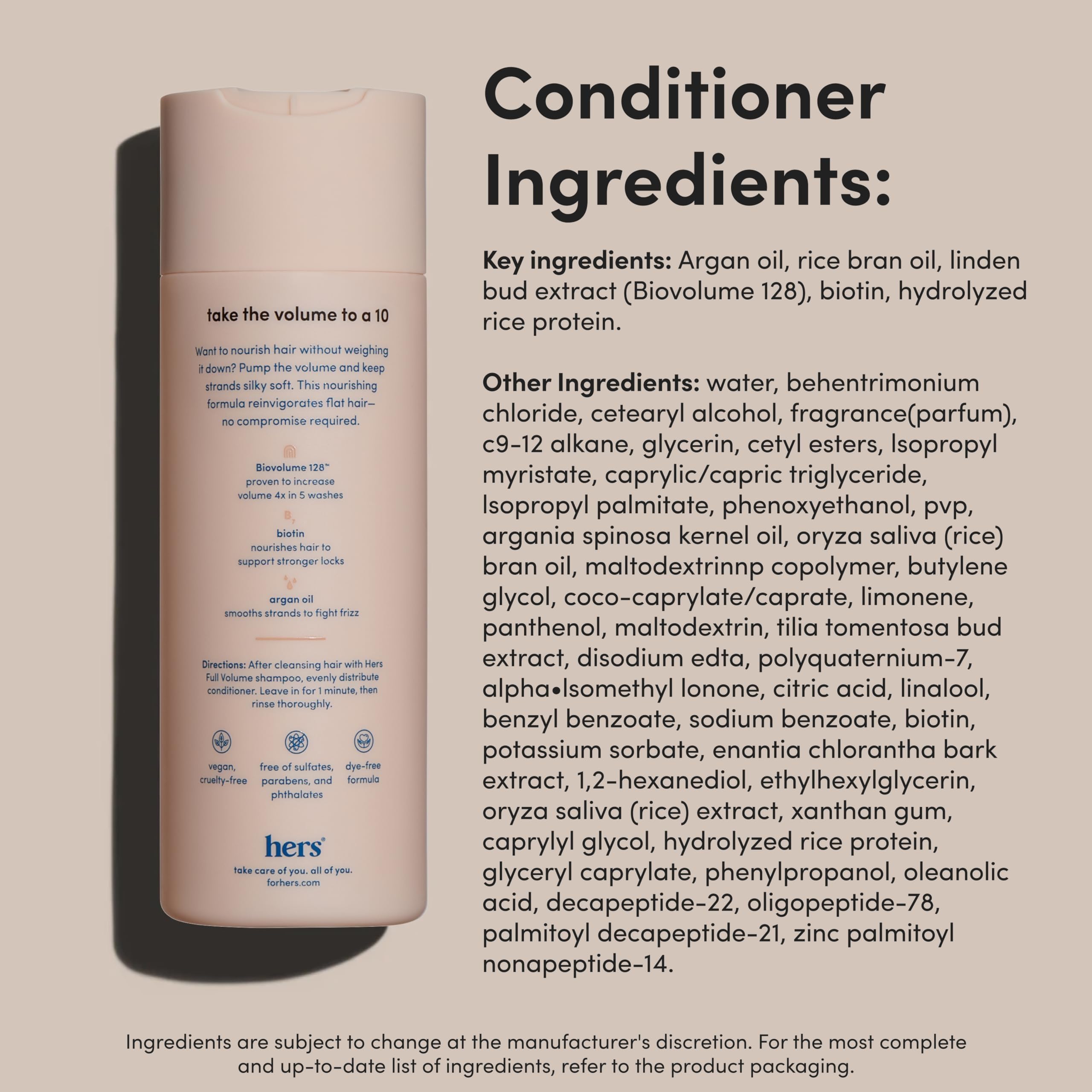 Hims full volume conditioner label close-up for shine boost.