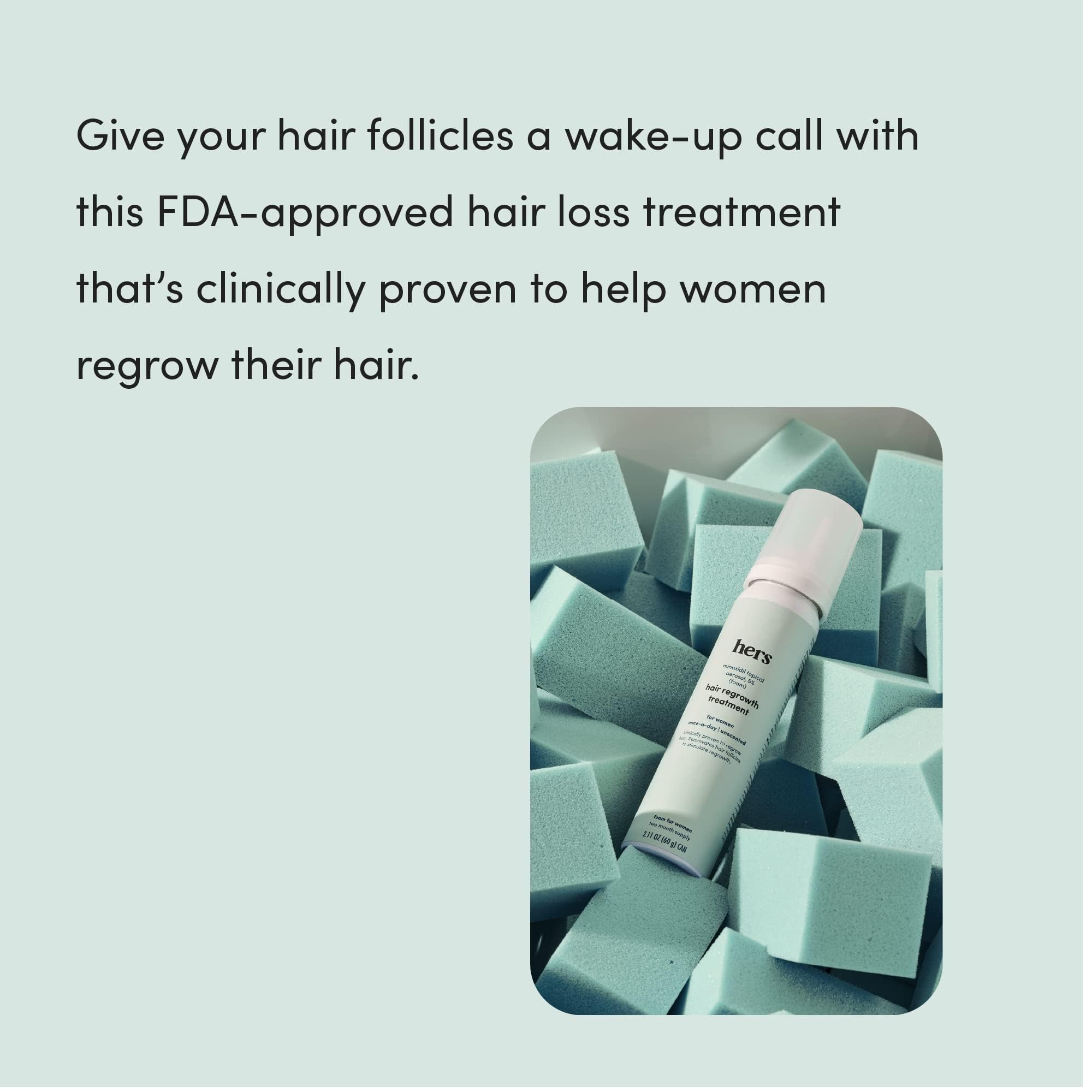 2-pack packaging featuring hers minoxidil foam