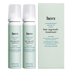 hers minoxidil 5% foam bottle and box for women supports fuller hair over time