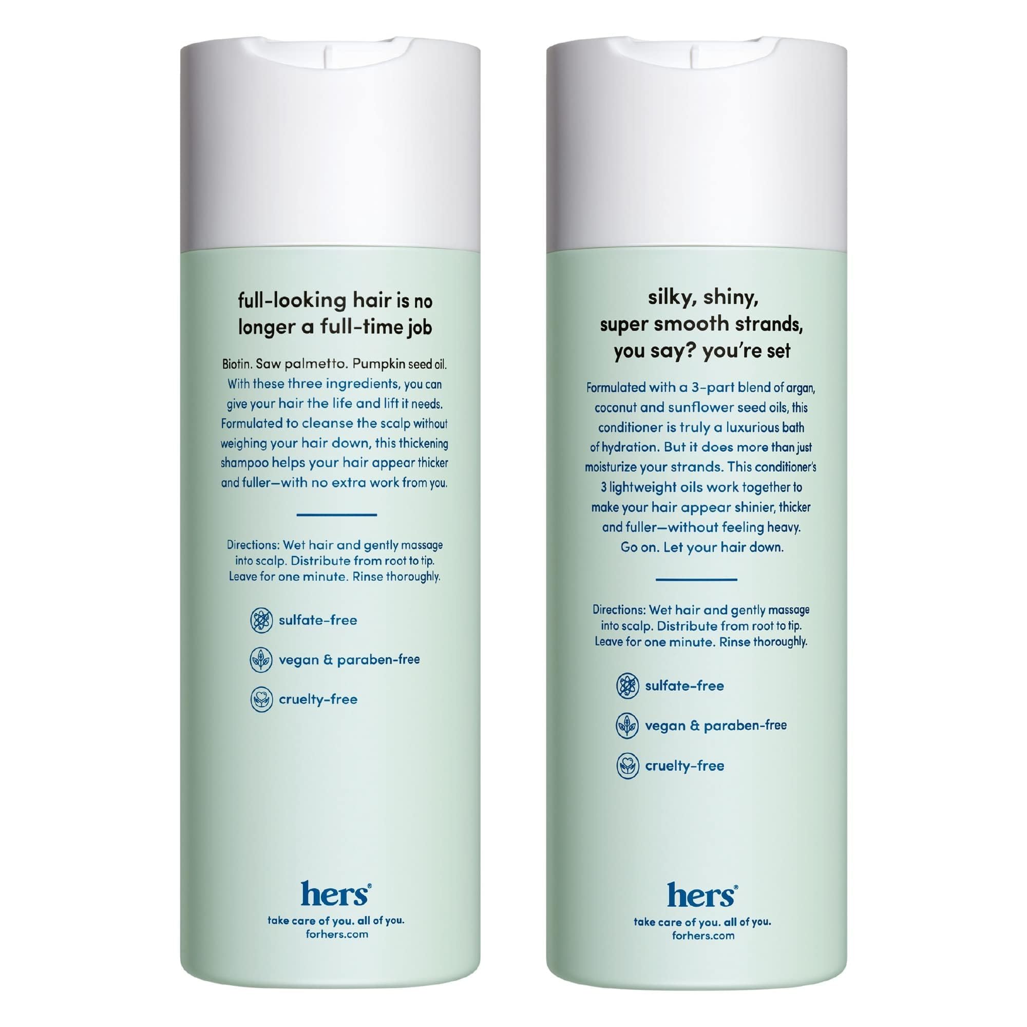 Hers Triple Threat Shampoo lather close-up demonstrates sulfate-free cleansing for color-treated hair.