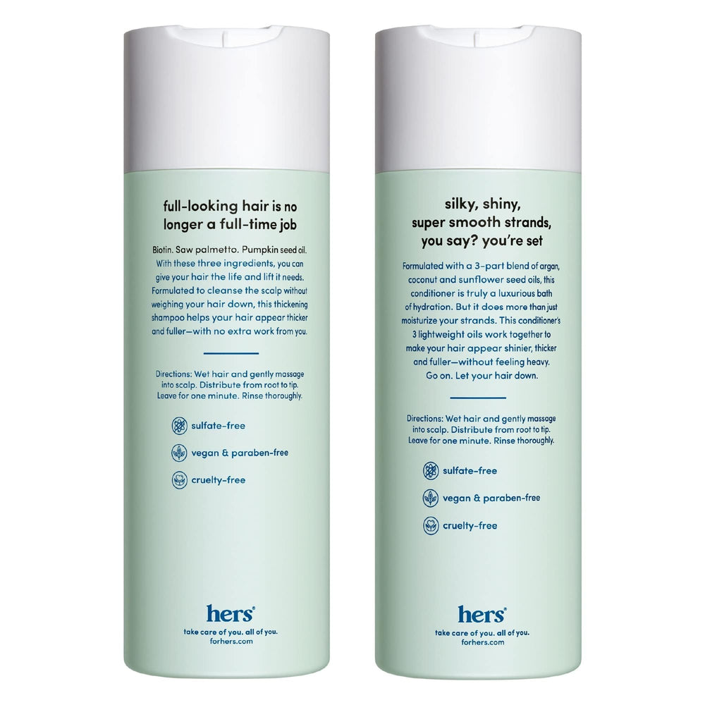 Hers Triple Threat Shampoo lather close-up demonstrates sulfate-free cleansing for color-treated hair.