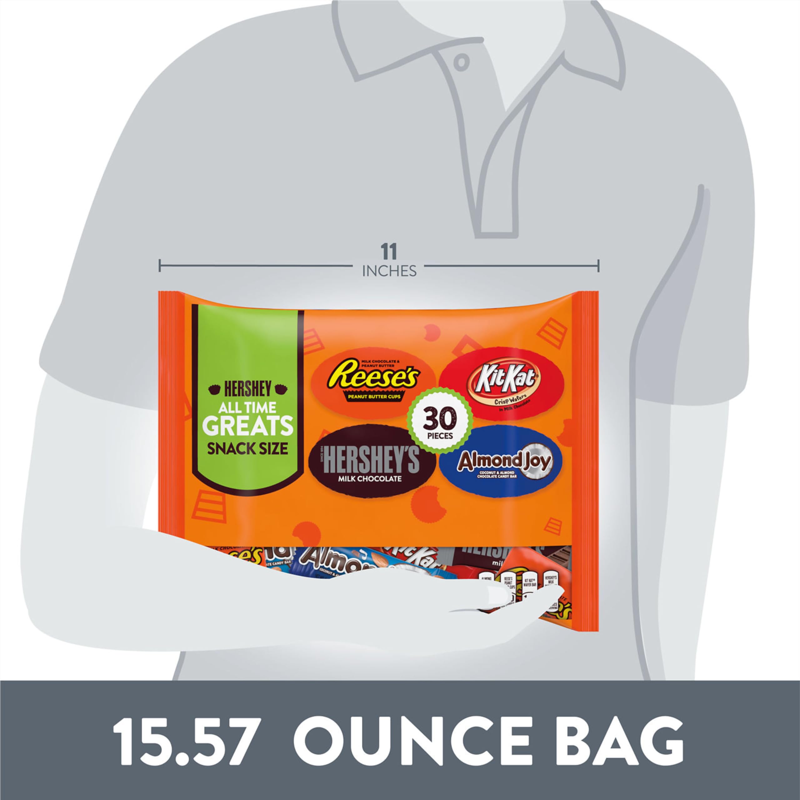 HERSHEY'S 30-piece bag offers convenient, portion-controlled snacking on the go.