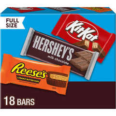 HERSHEY'S assorted bars box front, ideal for sharing at parties and events.