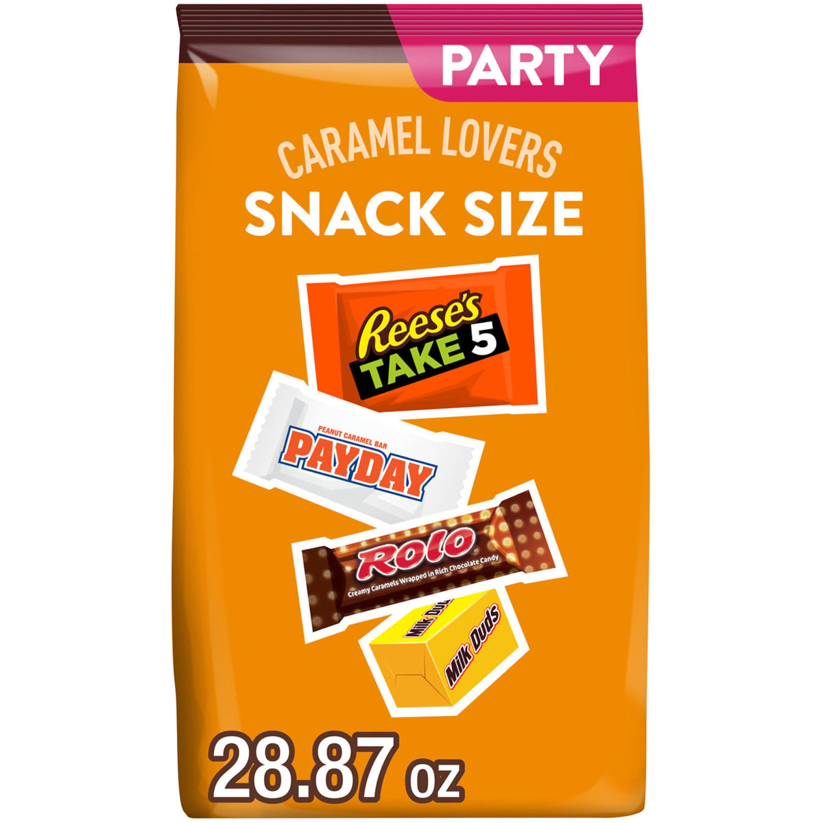 Hershey's Caramel Lovers assorted pack front view, ideal party centerpiece.