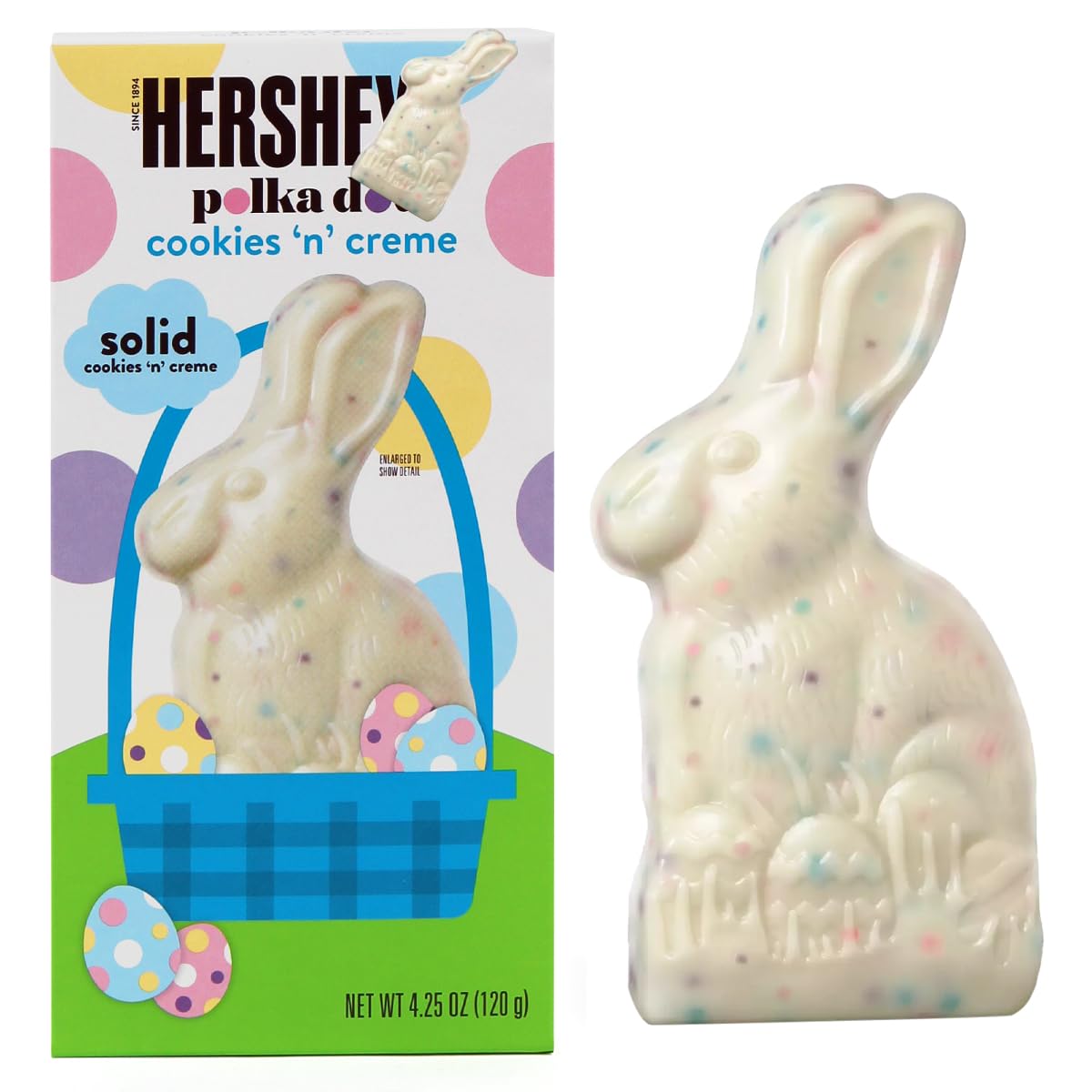 Hershey's chocolate bunny polka dot packshot showing bulk Easter chocolate for sharing