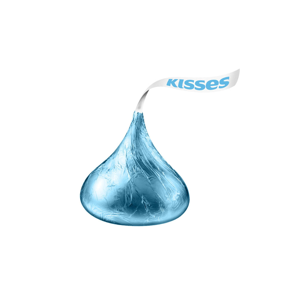 HERSHEY'S KISSES baby shower blue palette candy selection.