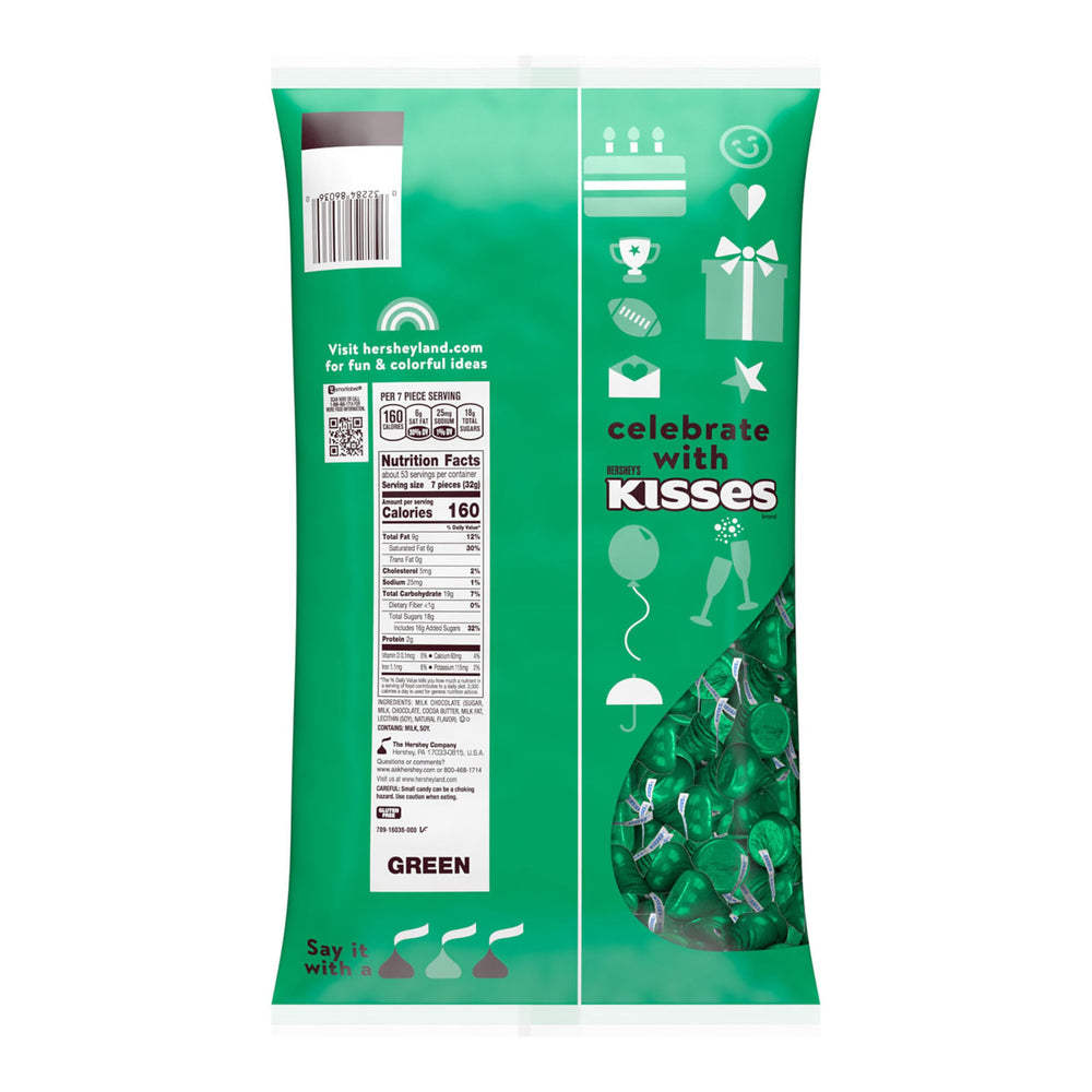 Hershey's Kisses green foil wrappers highlight festive party favors.