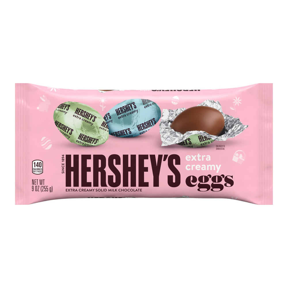 Hershey's milk chocolate eggs in Easter baskets.