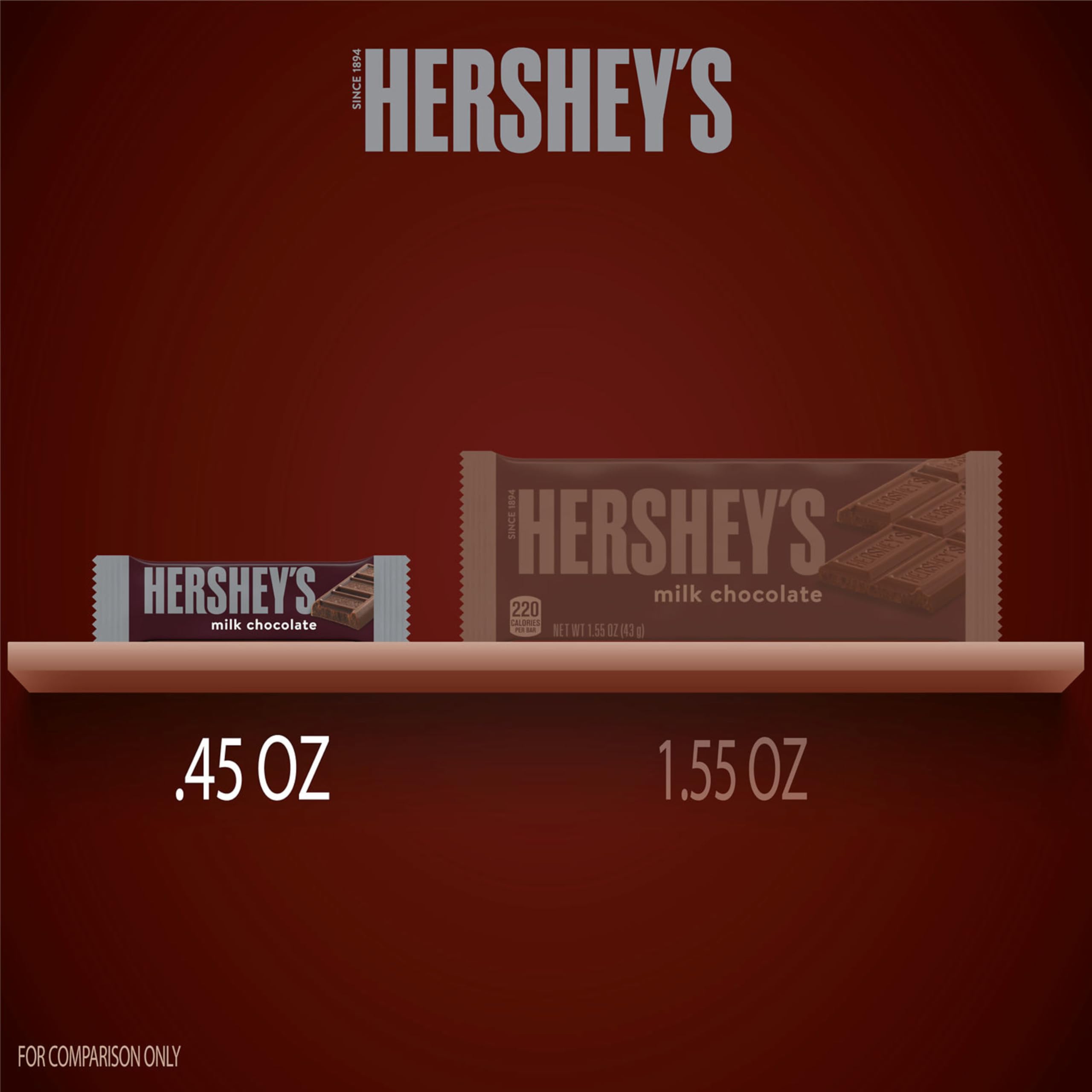 HERSHEY'S Milk Chocolate snack-size bars closeup showing creamy texture