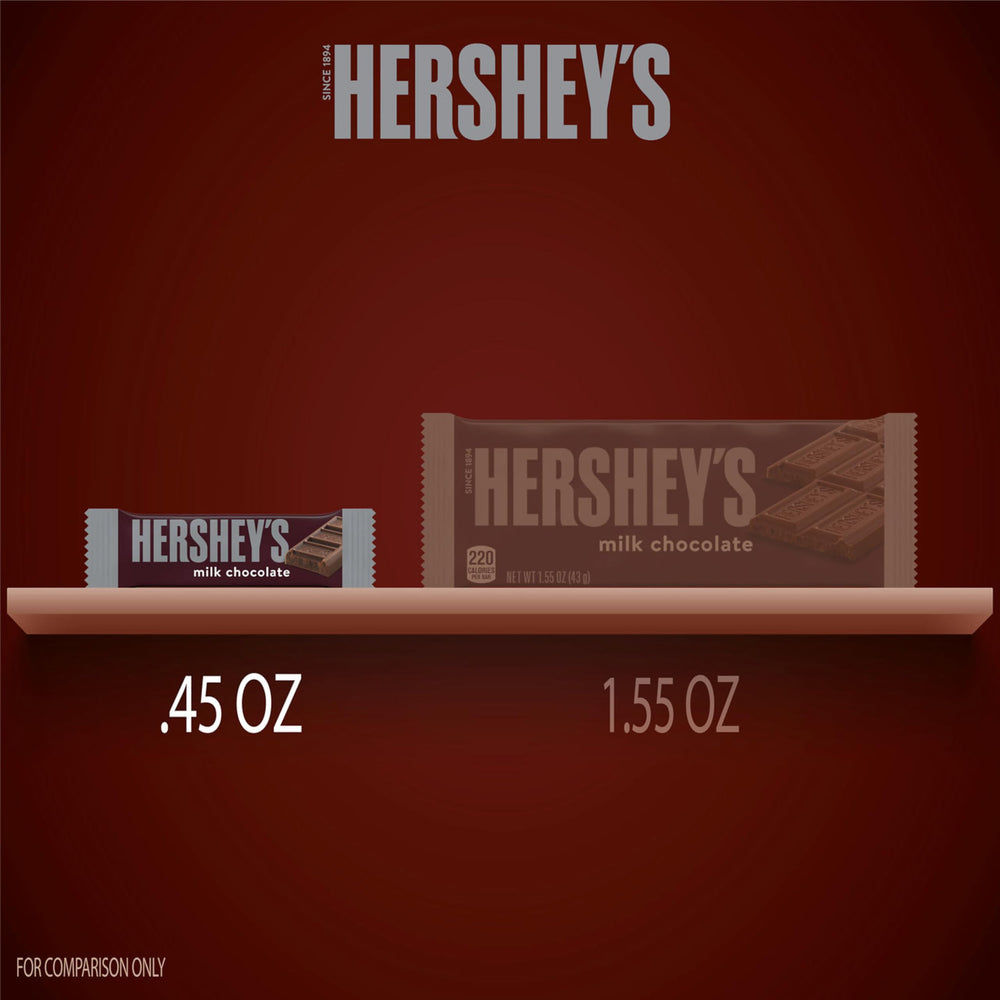 HERSHEY'S Milk Chocolate snack-size bars closeup showing creamy texture