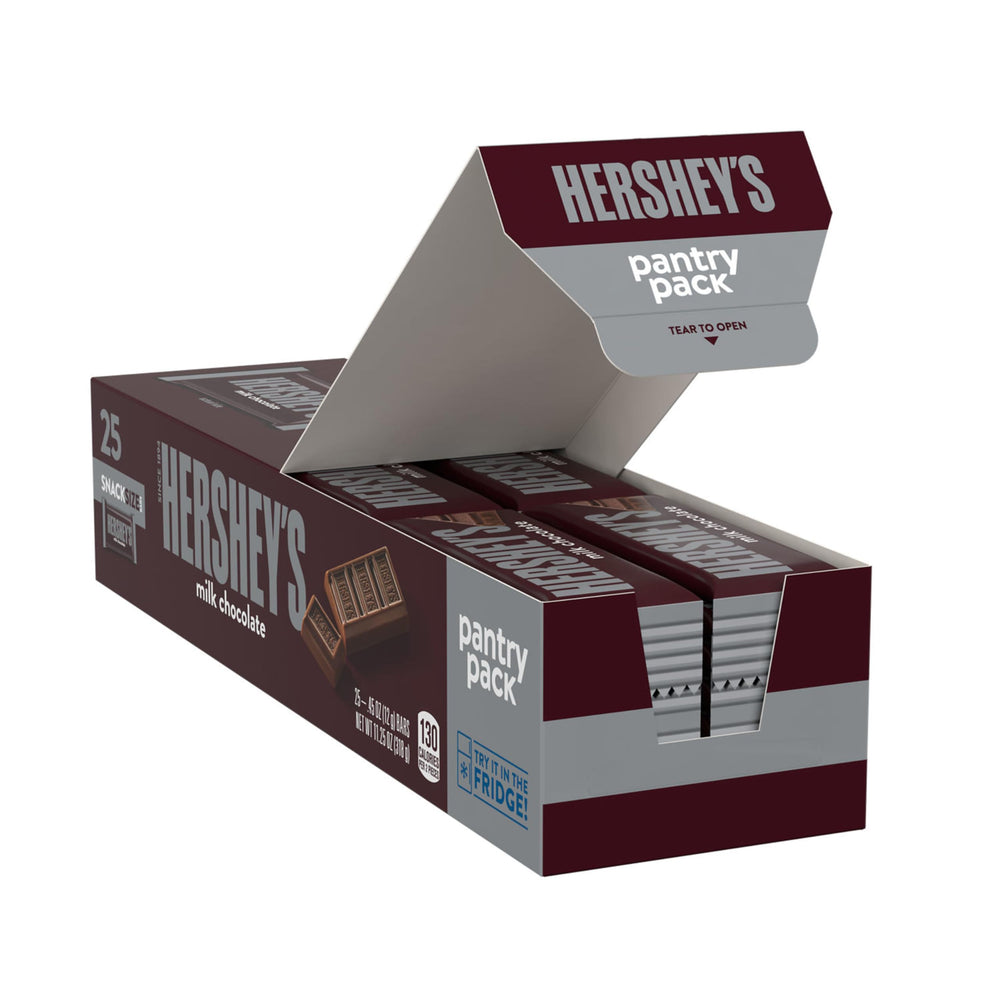 HERSHEY'S Milk Chocolate snack-size resealable box keeps bars fresh