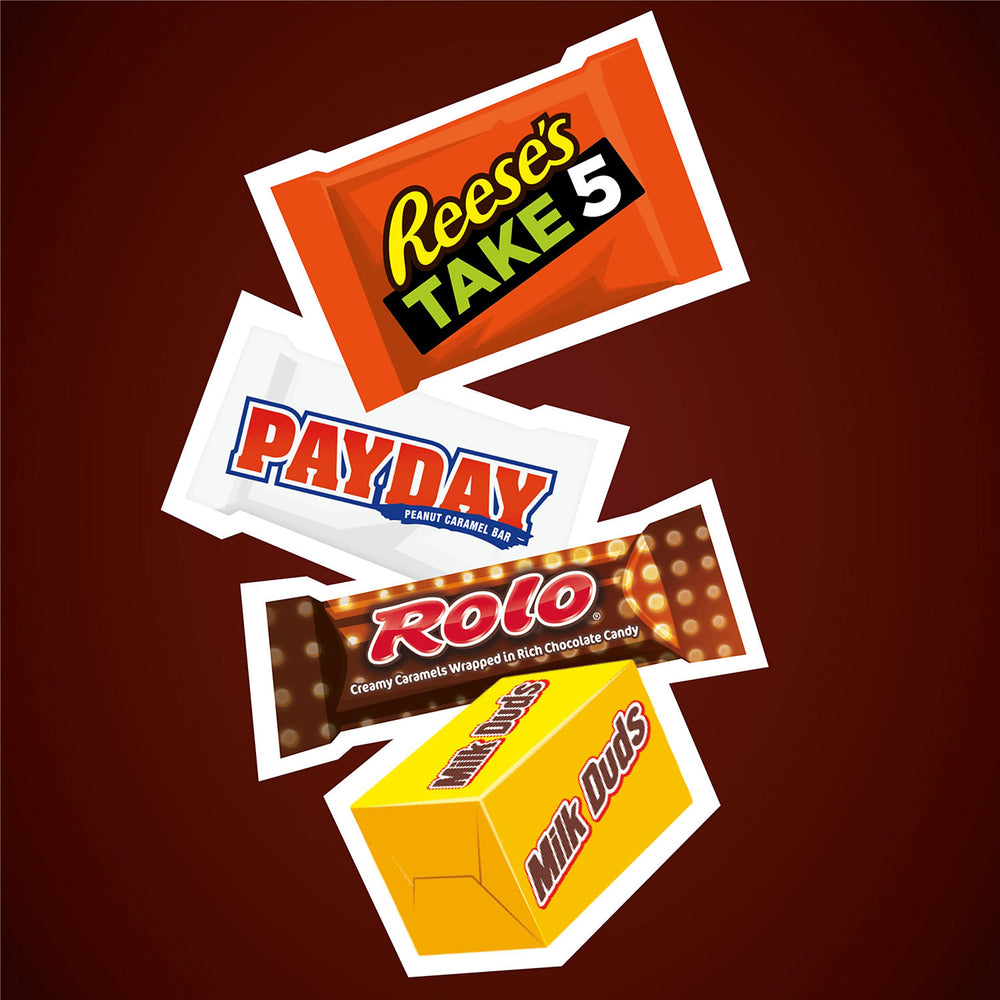 Hershey's party pack display, bulk candy for gatherings.
