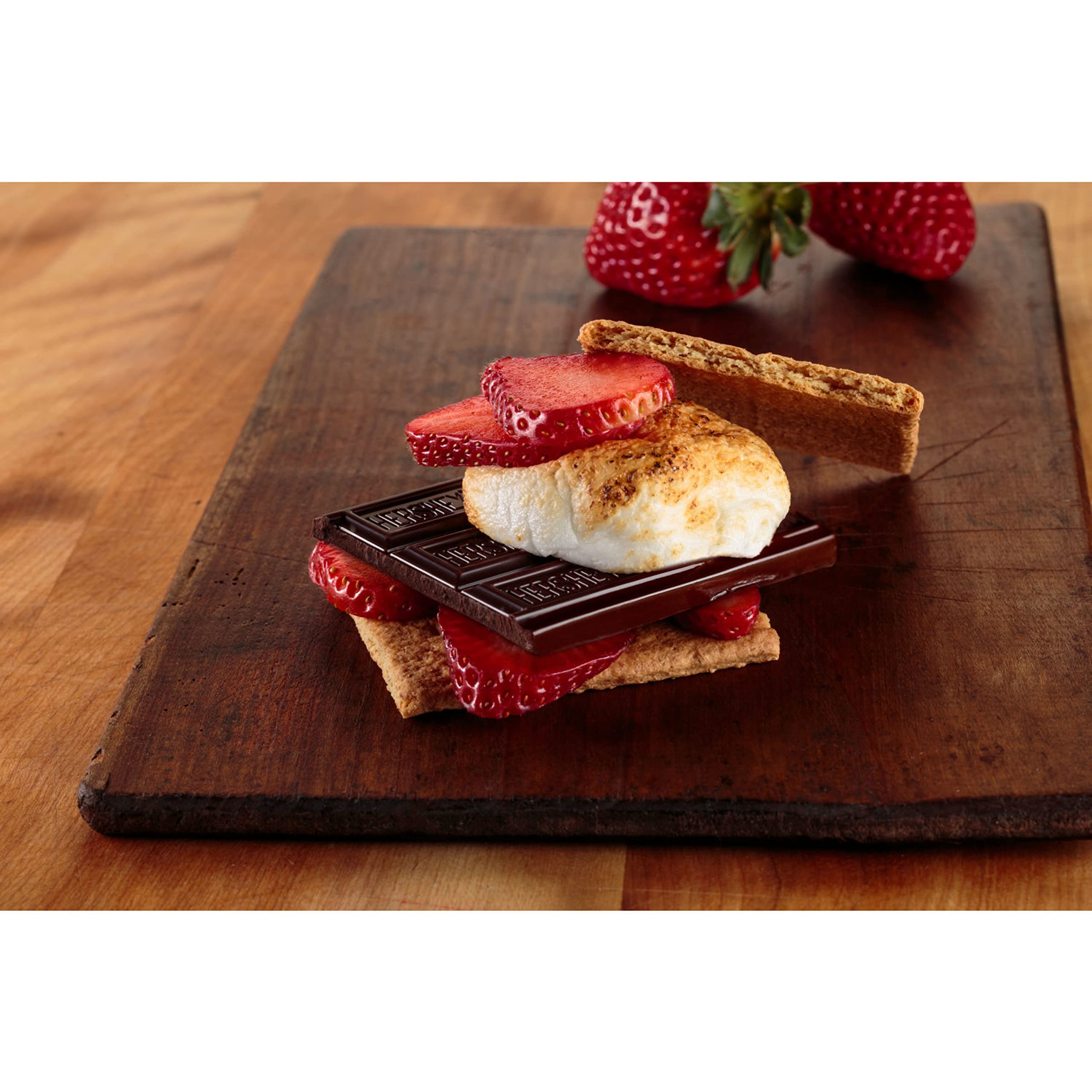 HERSHEY'S Special Dark bars set up for s'mores and camping nights.
