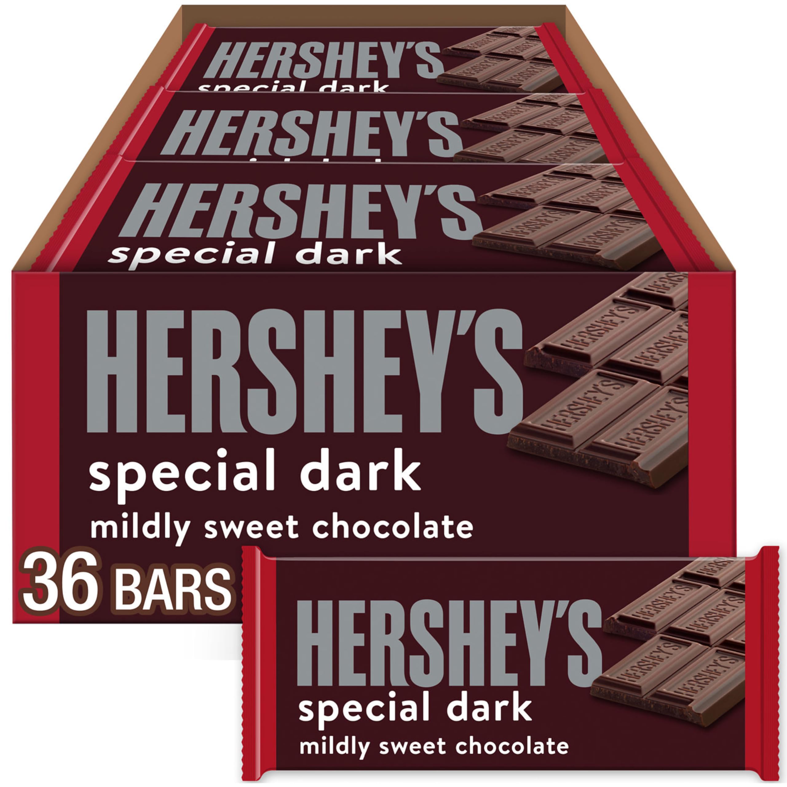 HERSHEY'S Special Dark mildly sweet bars bulk box, ideal for gifting and sharing.