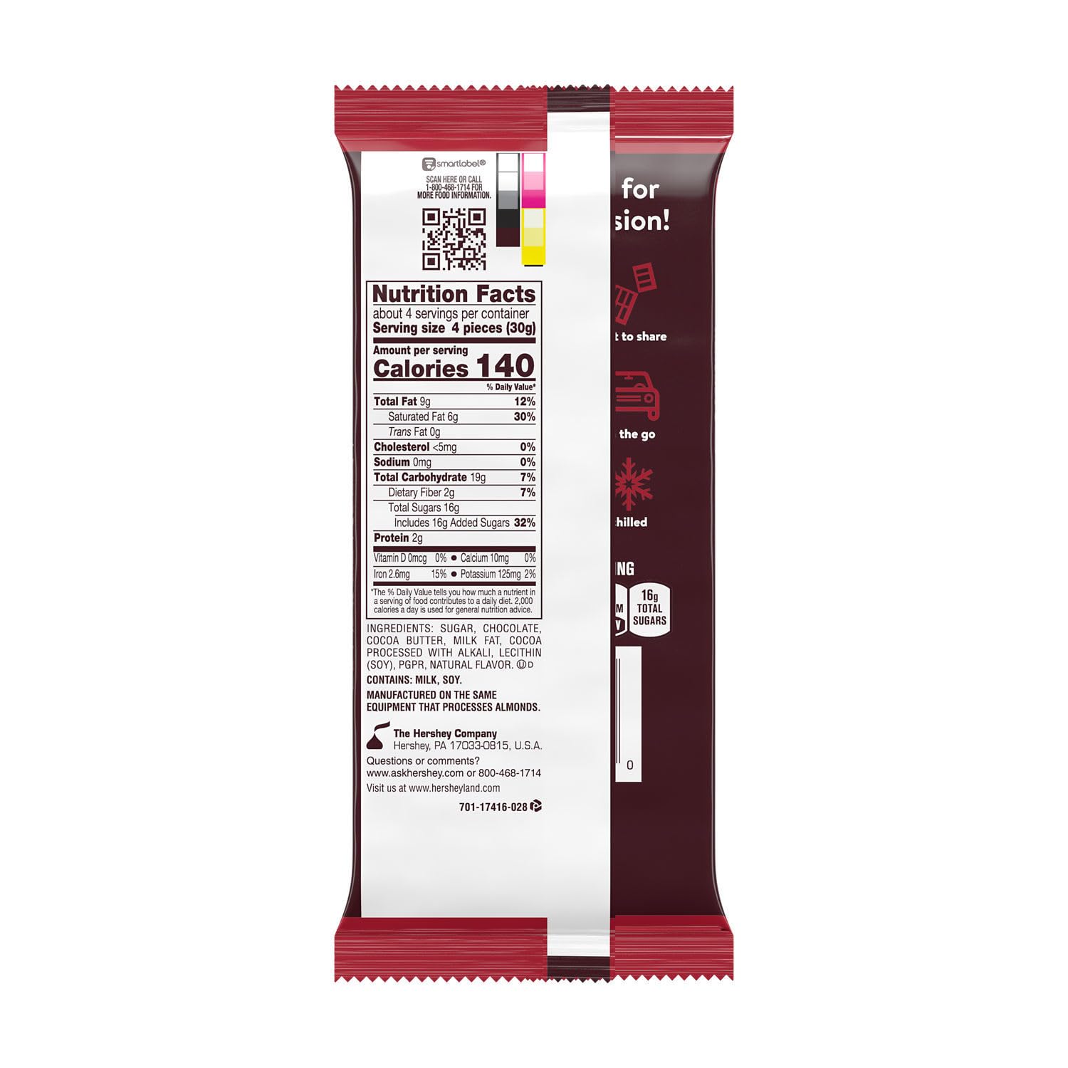 Close-up of HERSHEY'S XL Special Dark bars highlighting a smooth mildly sweet bite
