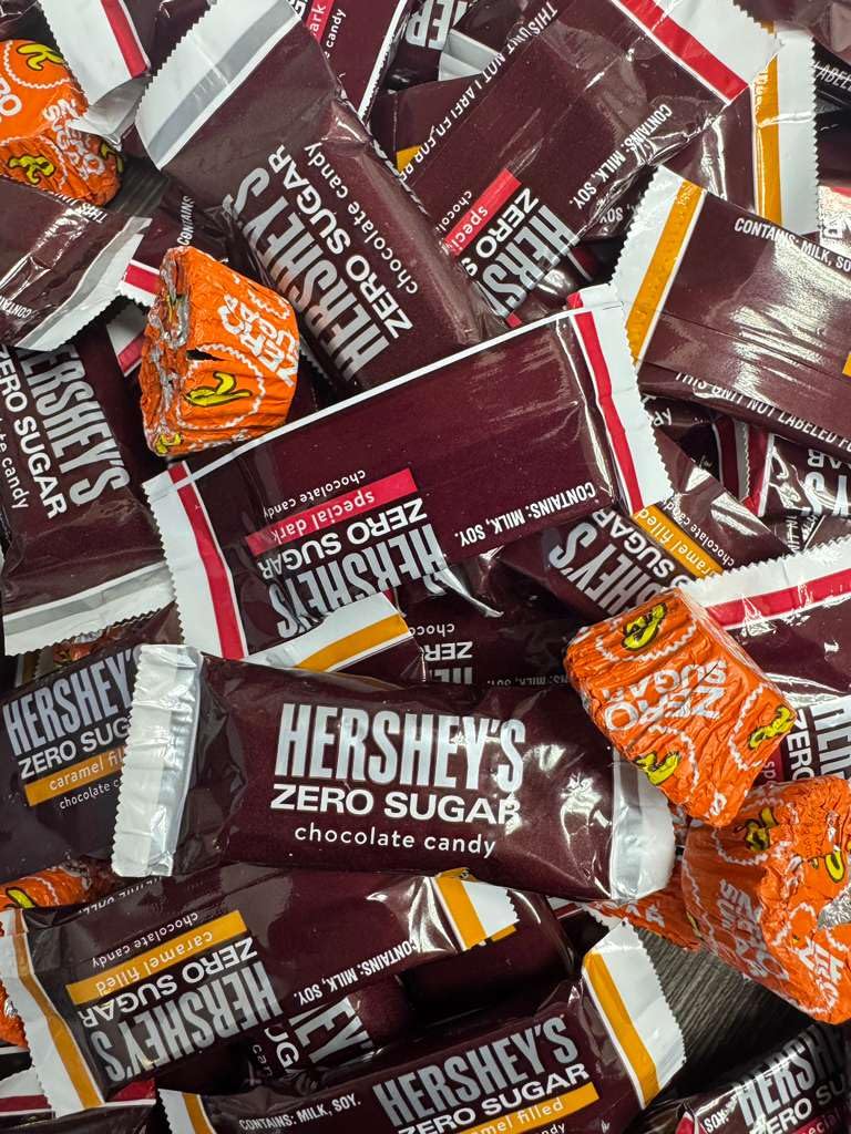 Hershey's Zero Sugar chocolate bag with assorted flavors for guilt-free snacking and sharing