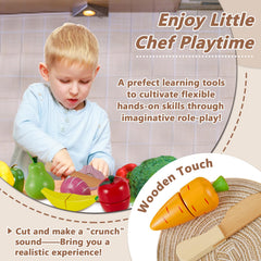 HERSITY wooden cutting knife and storage box facilitate tidy after play organization