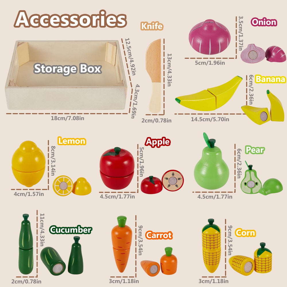 HERSITY wooden play food with smooth edges ensures safe hands-on fun
