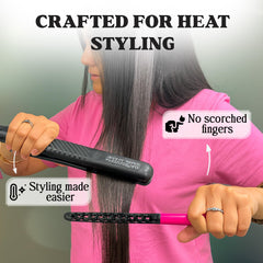 HerStyler hair straightening comb pink enhances control for precise styling