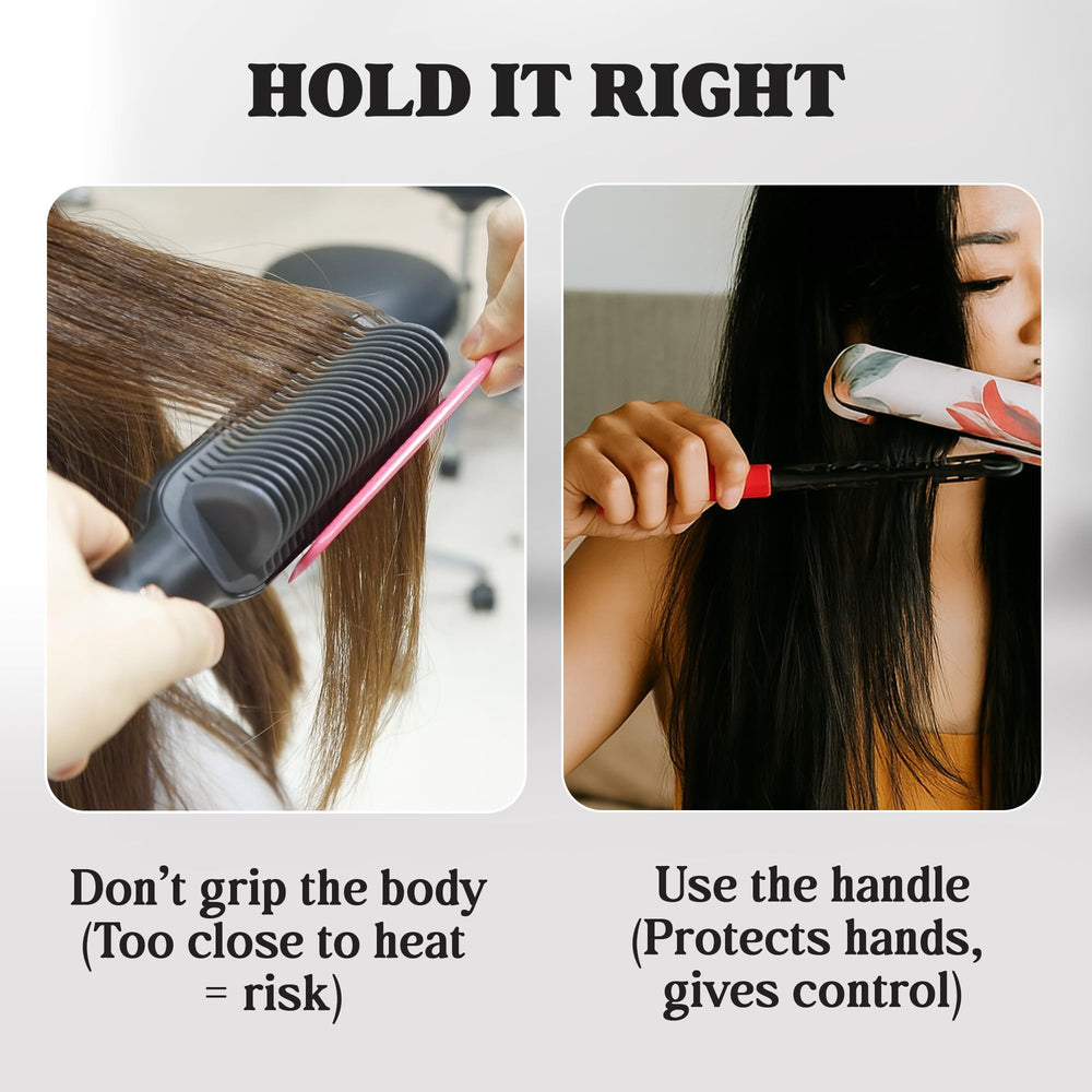 HerStyler hair straightening comb pink professional-looking results at home