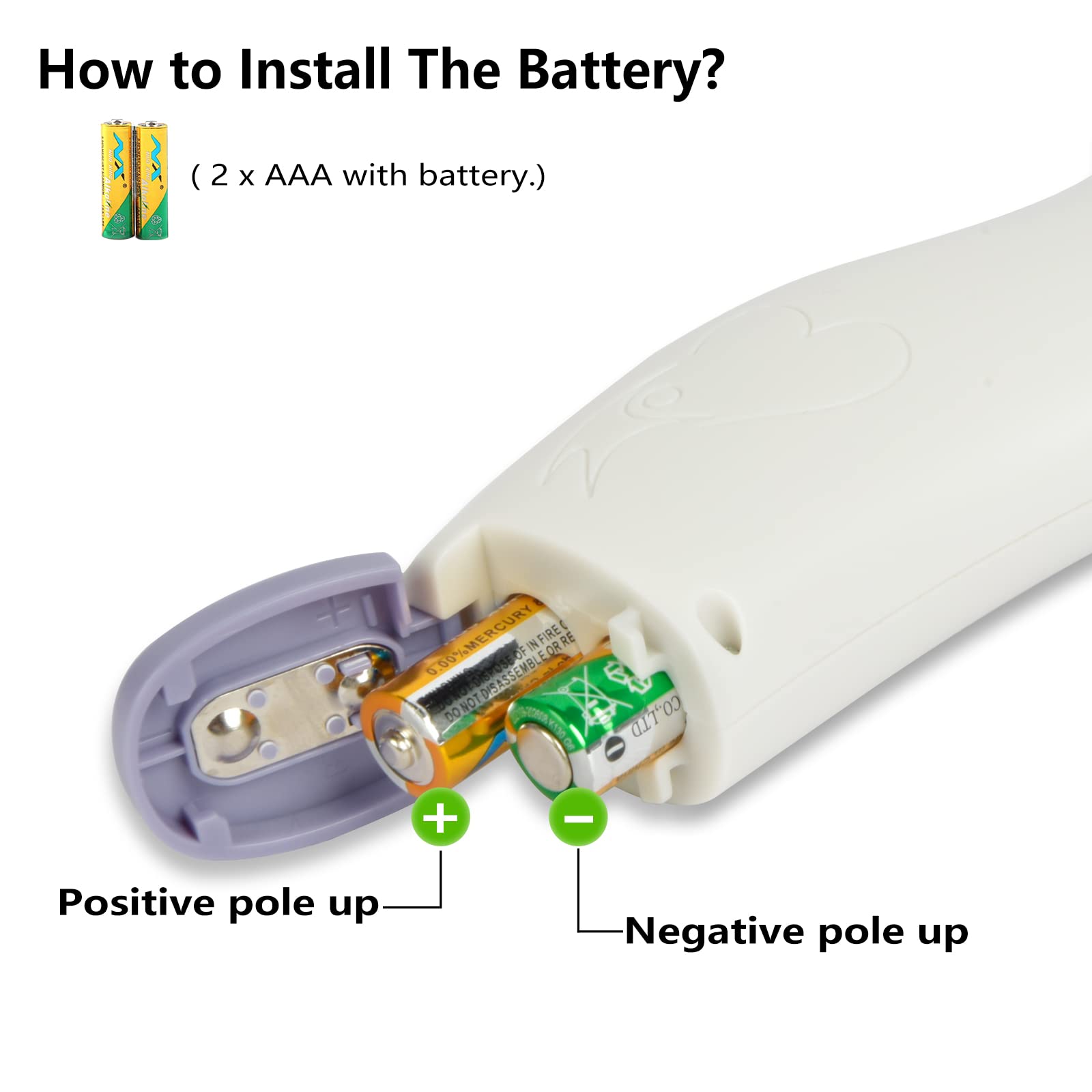 Hetaida package includes batteries and instruction manual.