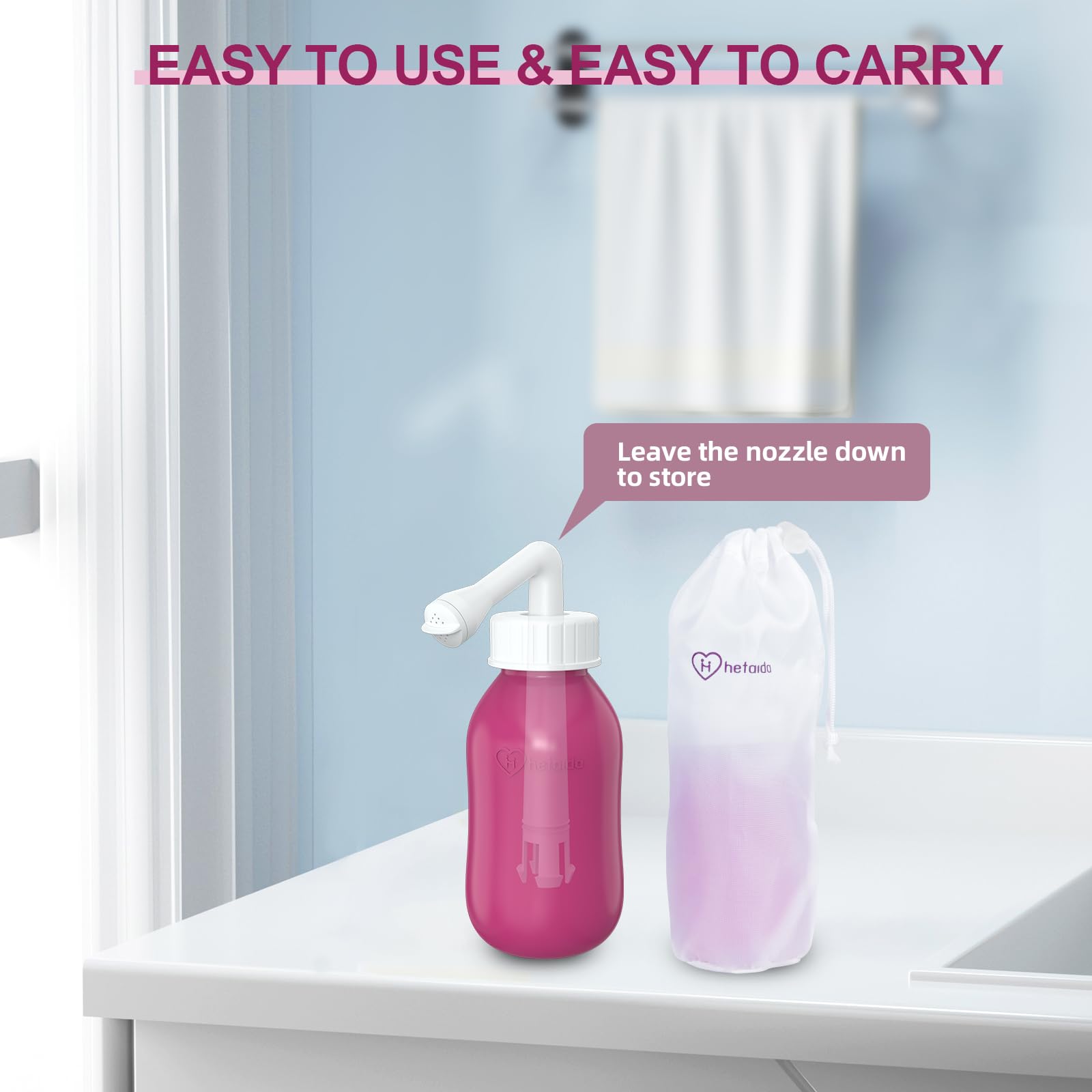 Storage bag keeps the bottle discreet and protected for travel