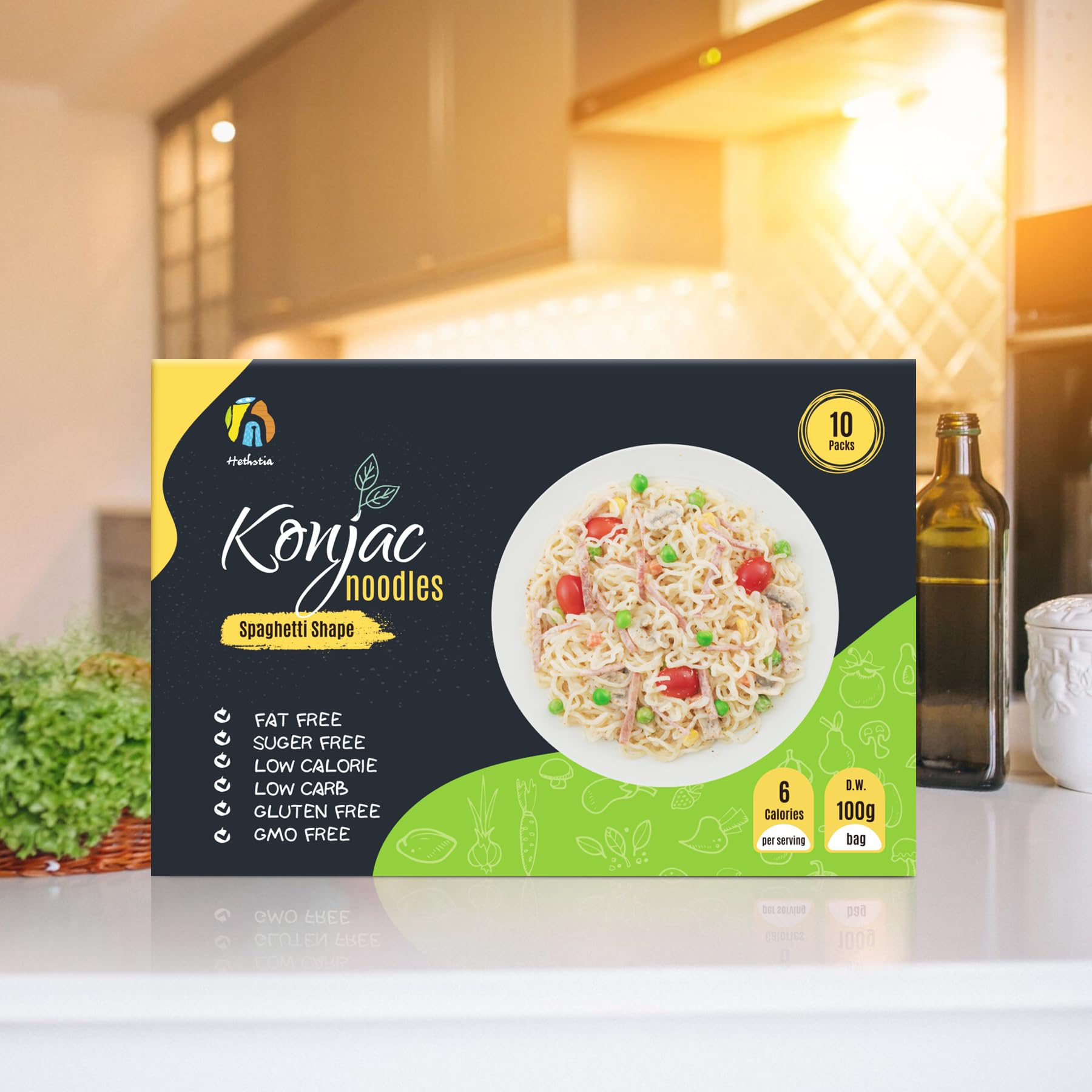 Hethstia Konjac Noodles pack of 10 bags signals convenient pantry stock