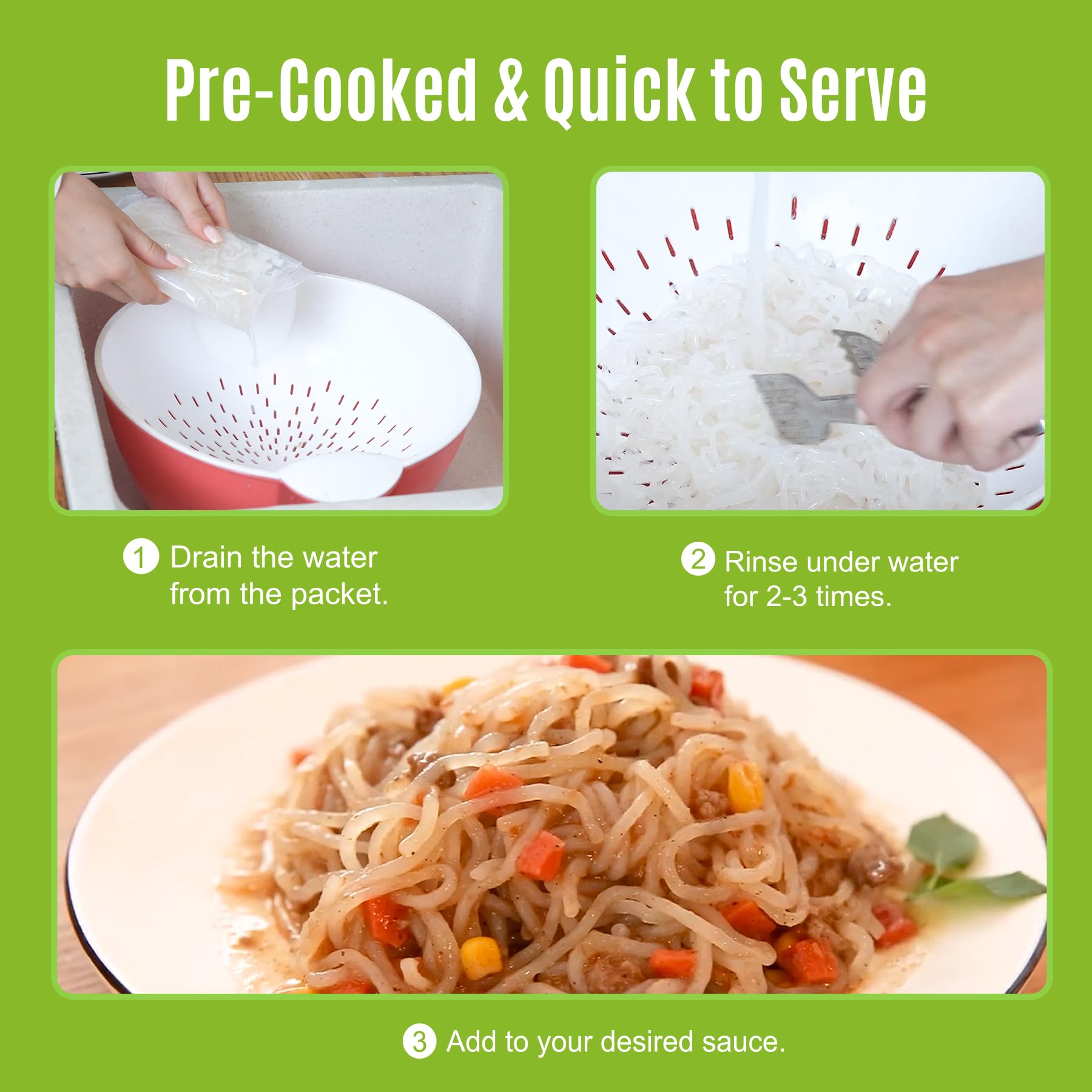 Hethstia Konjac Noodles with tomato sauce demonstrates flavor absorption