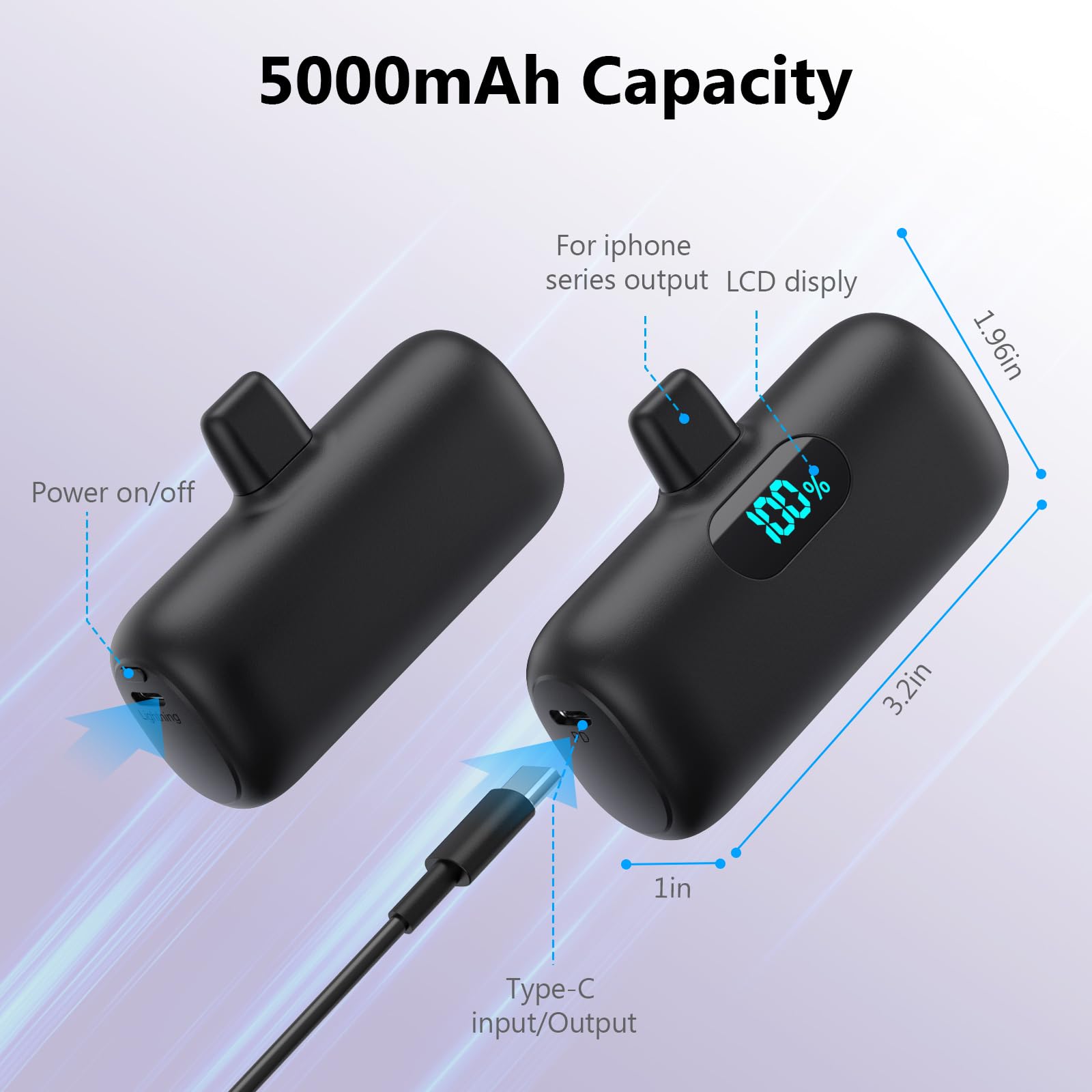 HETP mini charger compact size fits pockets and purses