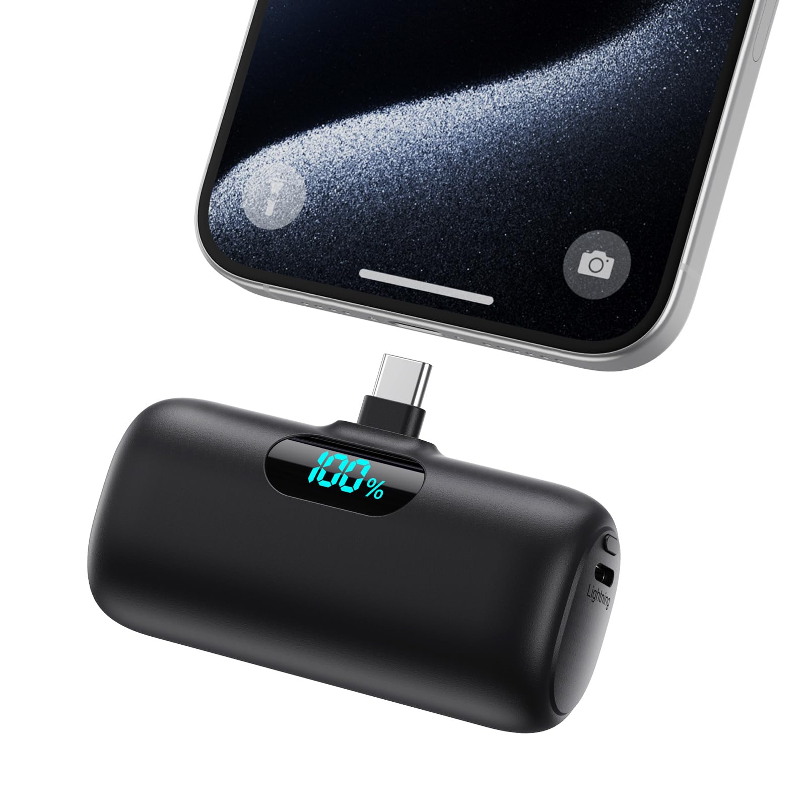 HETP mini portable charger with built-in USB-C connector for easy on-the-go charging
