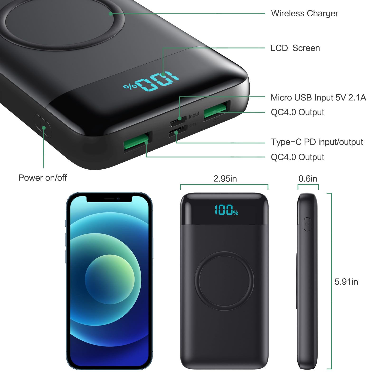 HETP wireless charging area in use for cable-free charging.