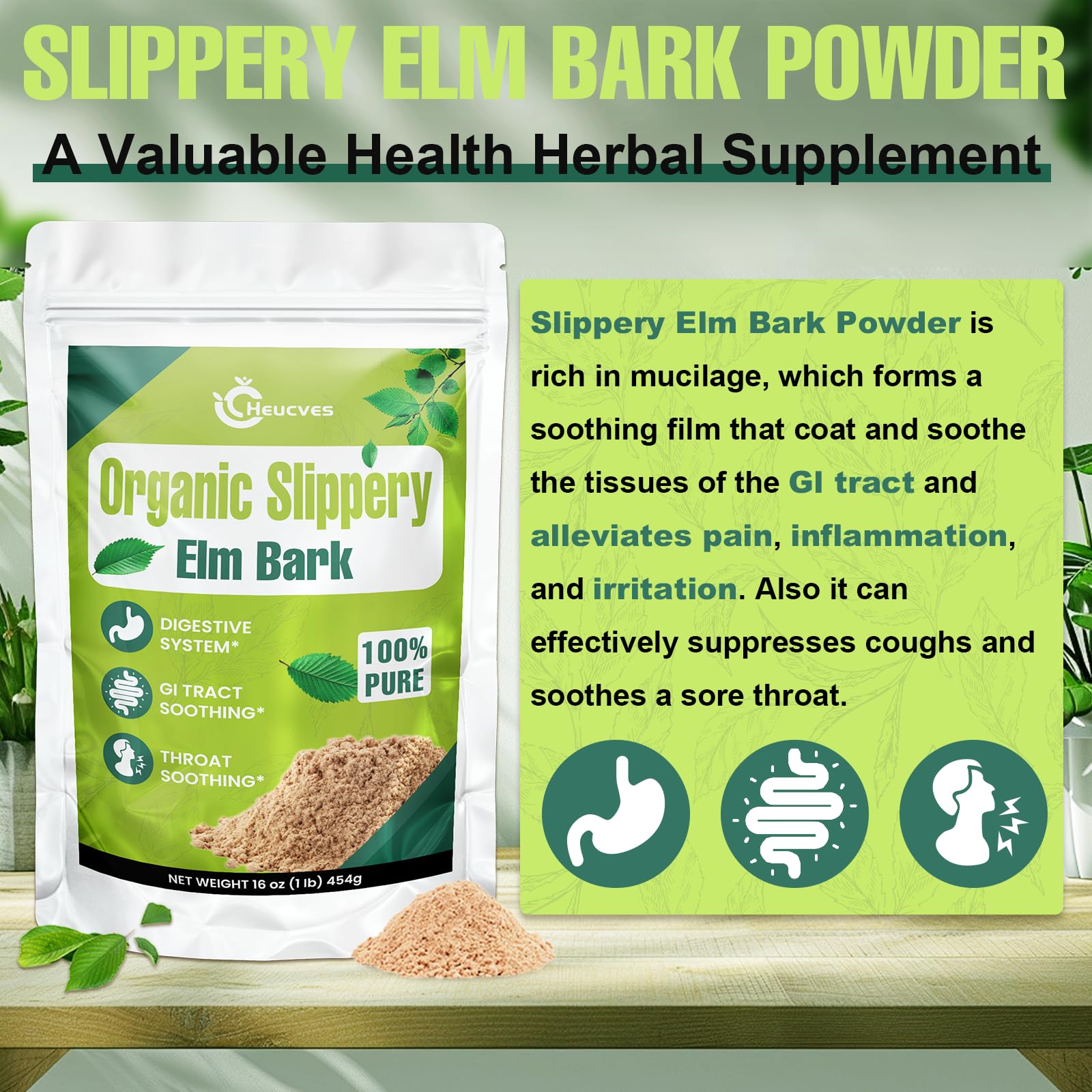 Ingredient note emphasizes gluten-free, non-GMO, and vegan qualities