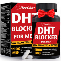 HevChay DHT Blocker capsules bottle supports daily use for potential hair health.