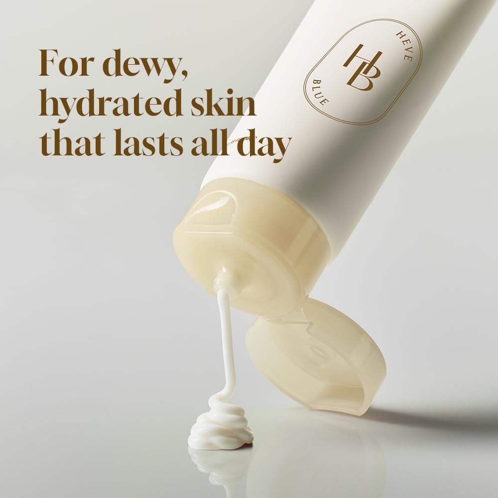 HEVEBLUE cream texture close-up suggests rich yet non-greasy feel.