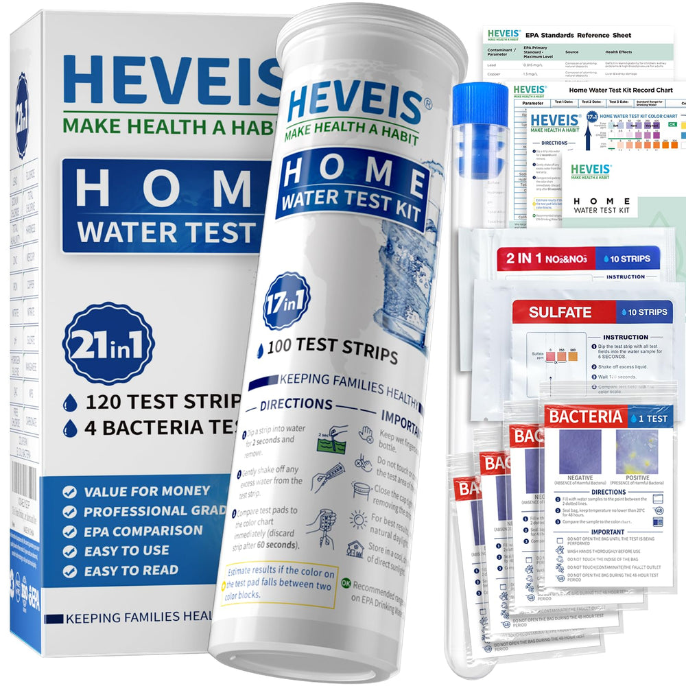 HEVEIS 21in1 water test kit with 120 strips for quick home testing