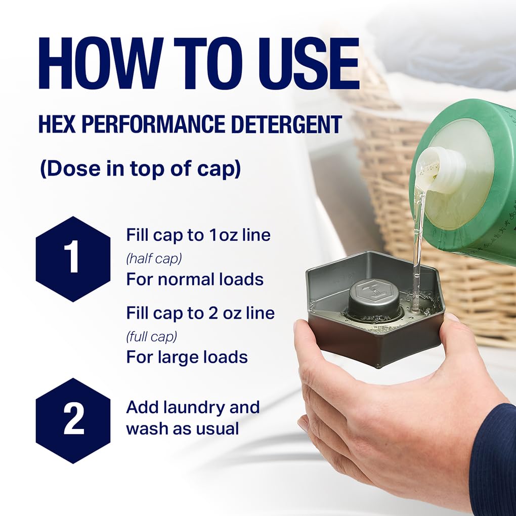 HEX Performance HE-compatible wash tag indicating machine versatility