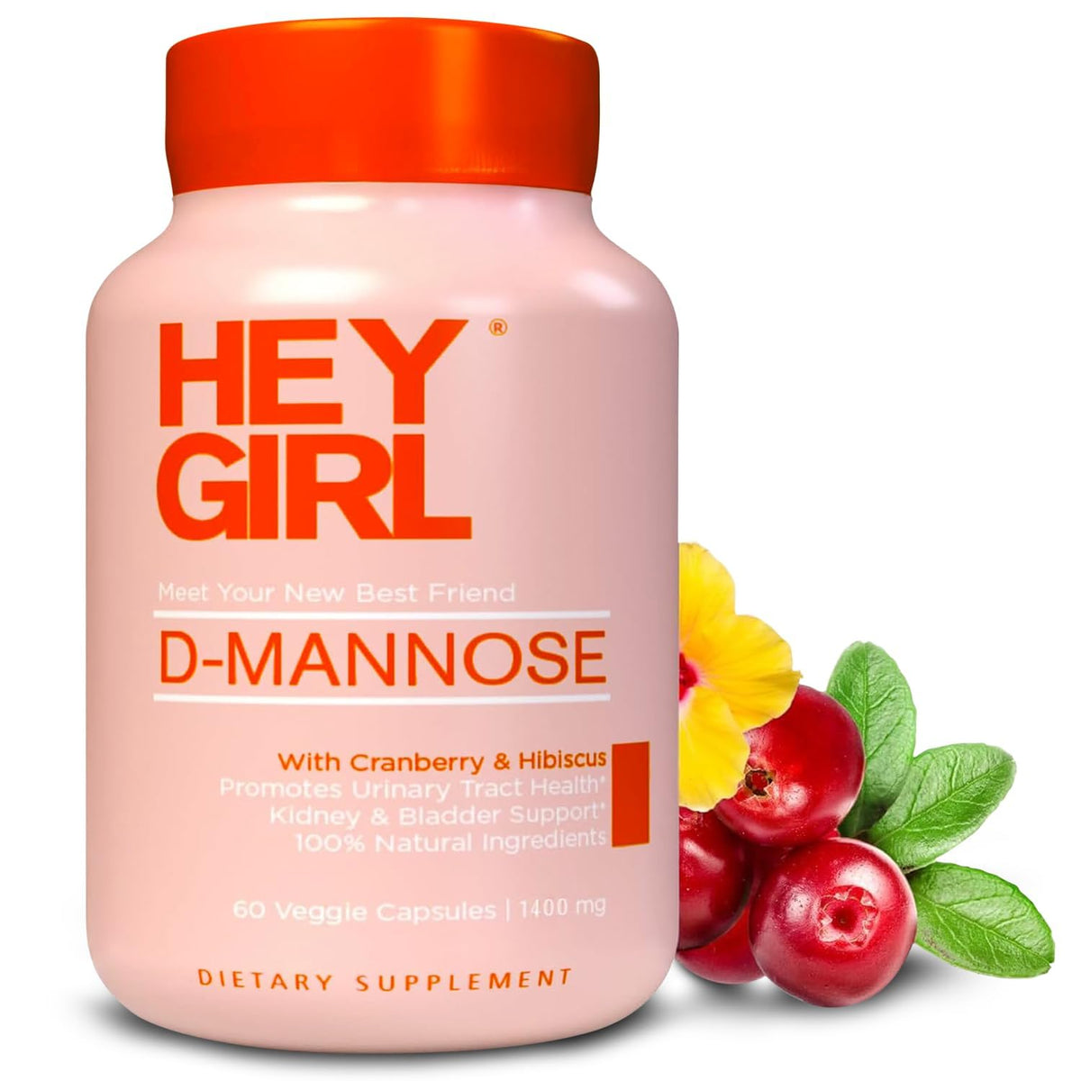 Hey Girl Nutrition D-Mannose capsules bottle for daily urinary tract support