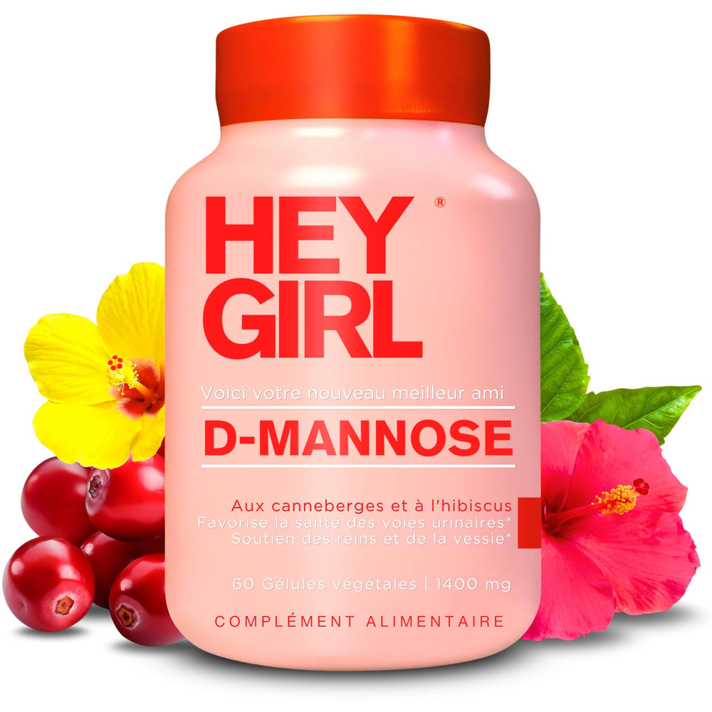 Hey Girl Nutrition D-Mannose capsules cranberry extract close-up for urinary tract support