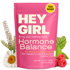 Hey Girl Tea Hormone Balance tea bags for daily ritual supporting cycle comfort and mood.