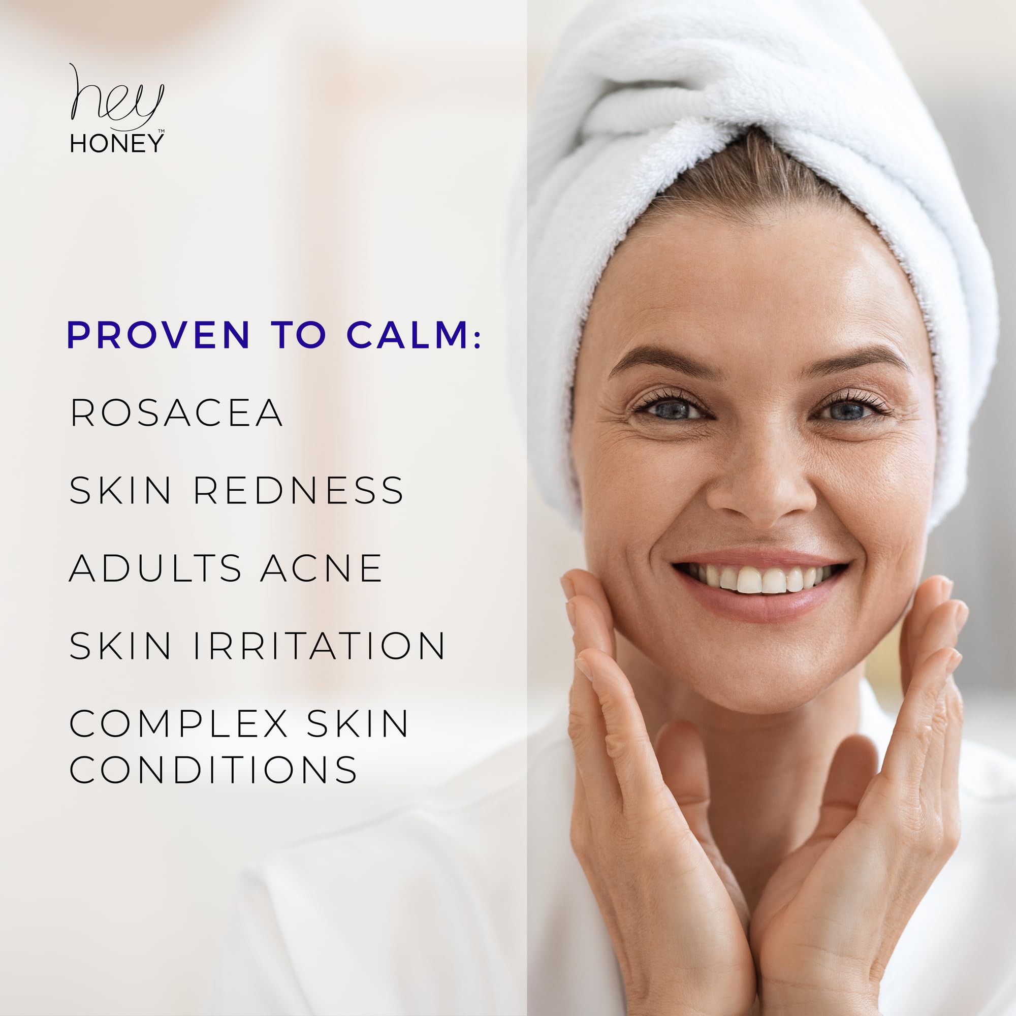 Hey Honey Relax application image emphasizes quick absorption and non-greasy feel