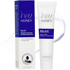 Hey Honey Relax bottle pour shows oil-free, sensitive-skin friendly texture