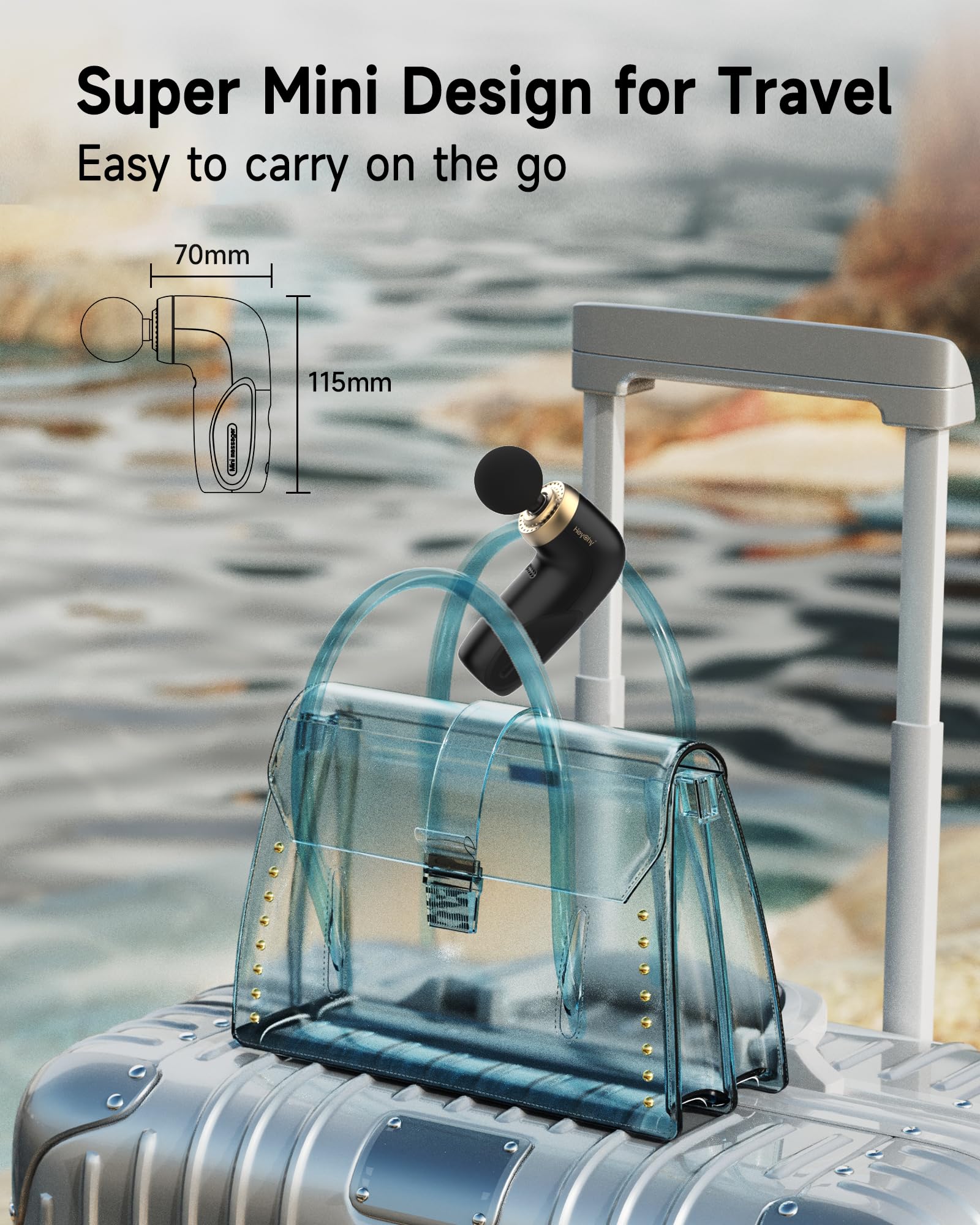 HeyCHY A1 mini massage gun packaging ready for gifting or display.