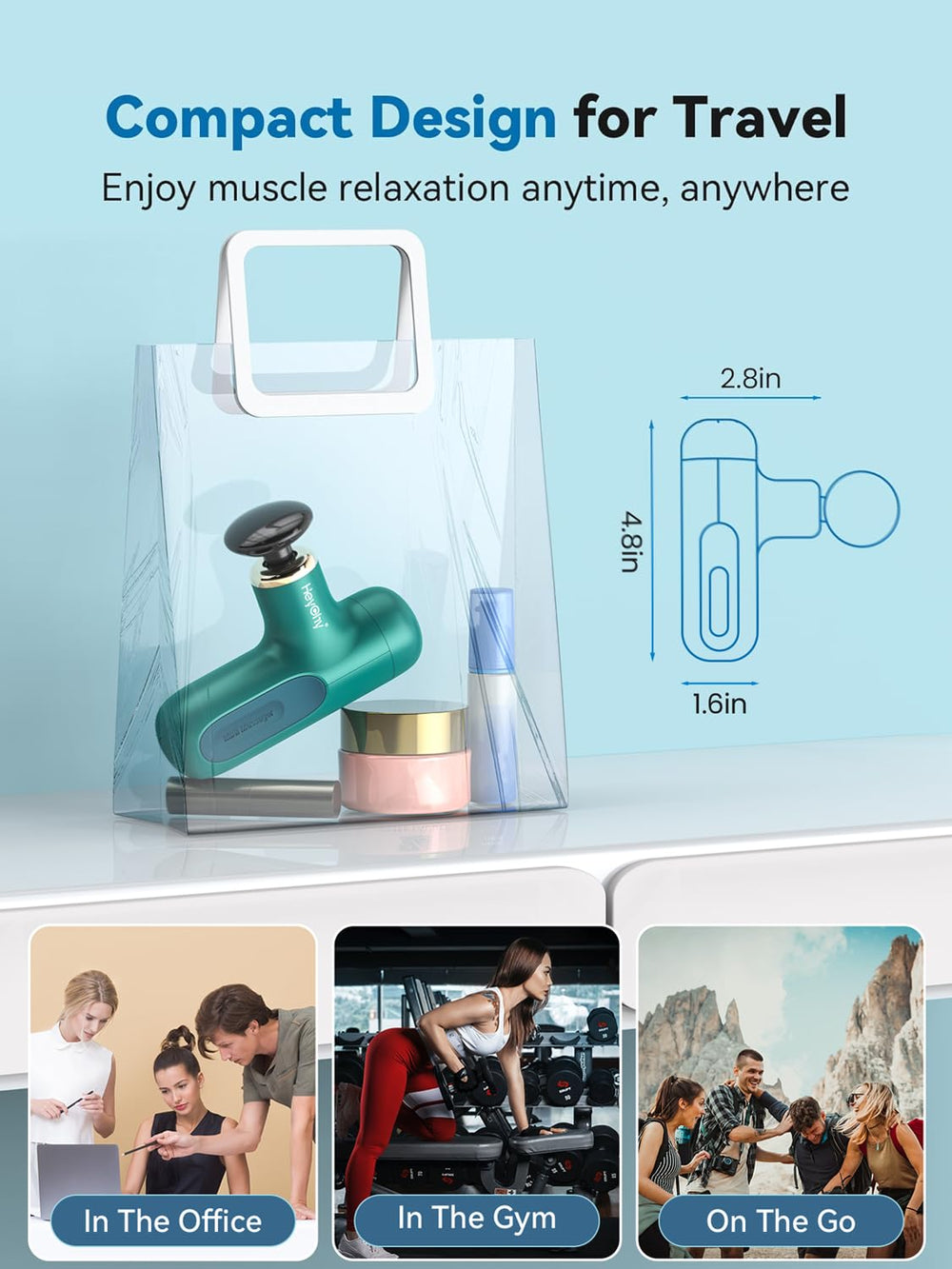 HEYCHY Super Mini Massage Gun offers up to five hours of use on a full charge.