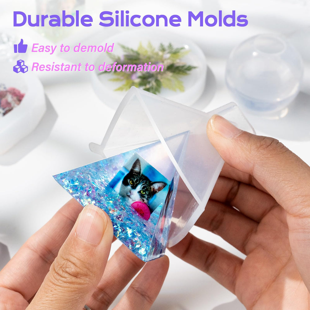 HeyClear 12-color glitter set enhances vibrant resin designs and effects.