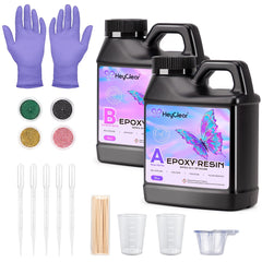 HeyClear epoxy resin kit crystal clear bottles showcase pristine artwork results