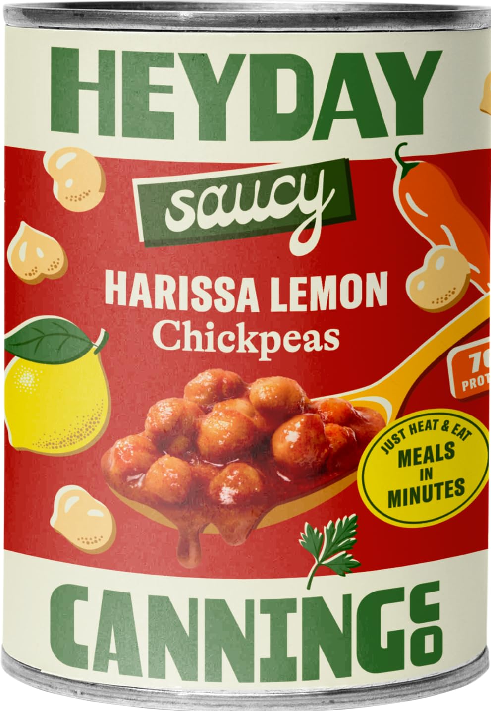 Heyday Chickpeas Harissa Lemon can for quick, flavorful meals