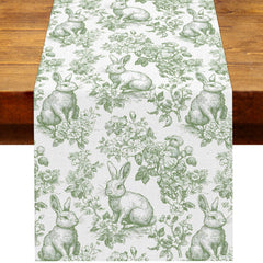 Heyfary Chinoiserie Easter table runner with bunny motif for festive table decor.