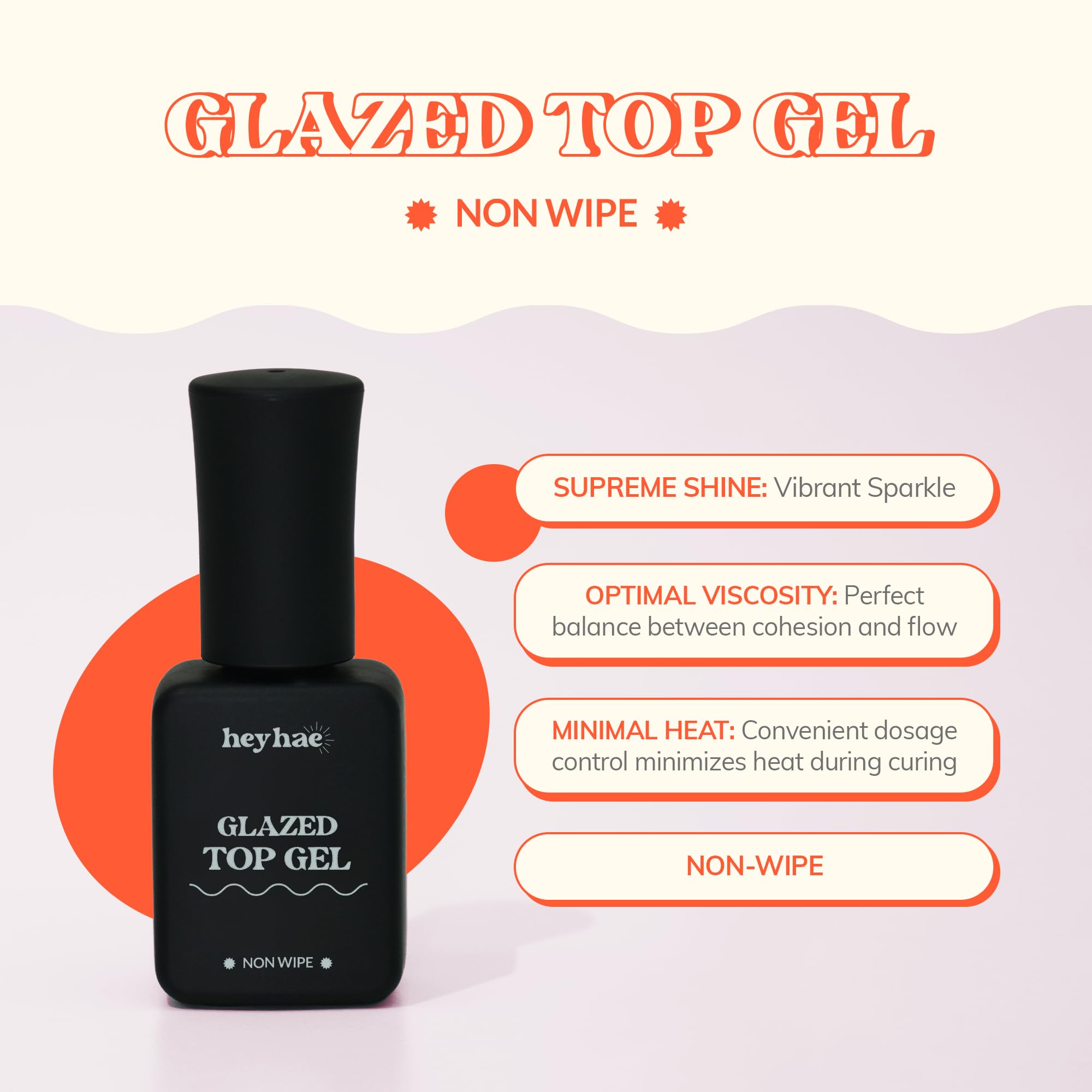 heyhae Glazed Top Gel brush applying an even layer for smooth coverage.