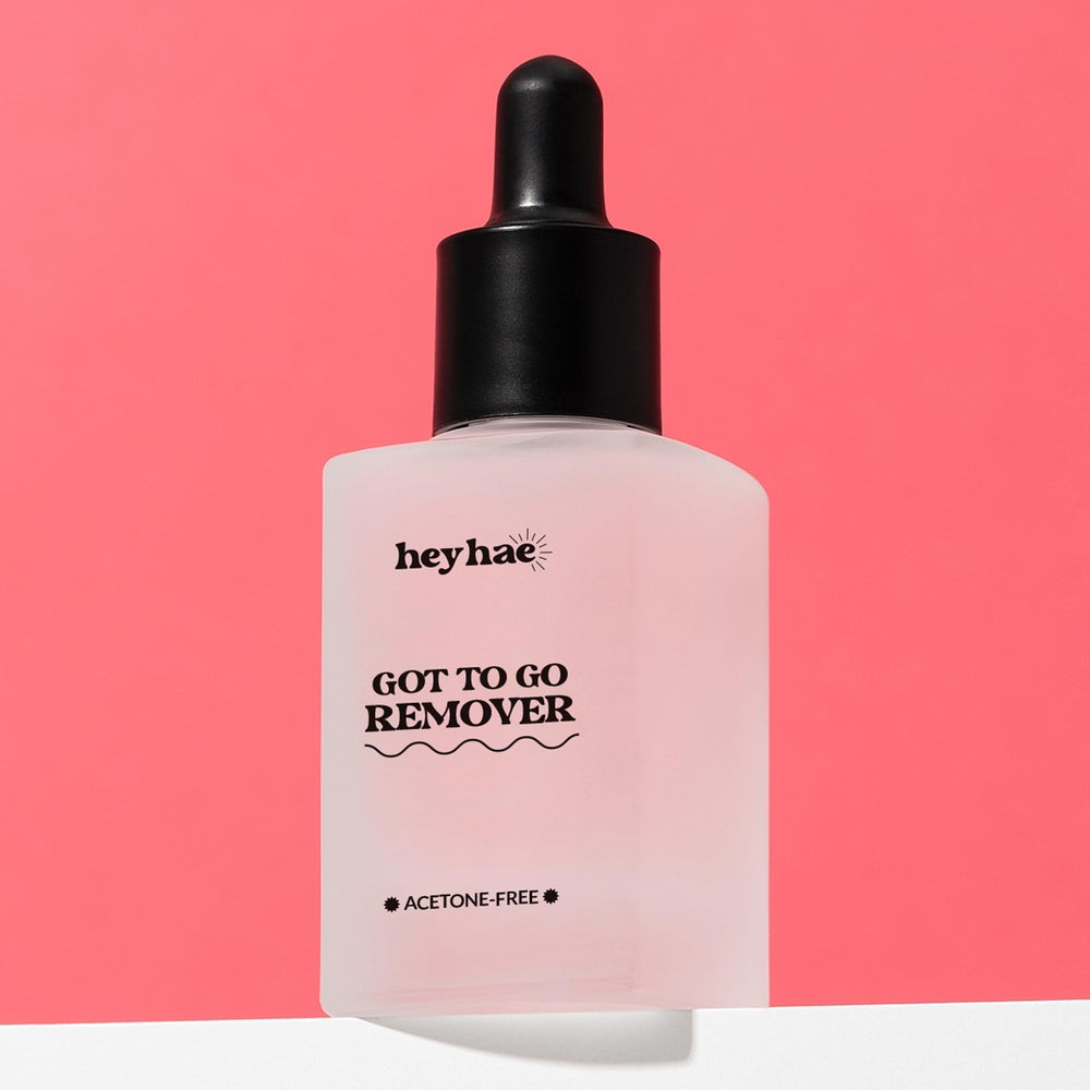 Heyhae Got To Go Remover packaging highlighting acetone-free formula