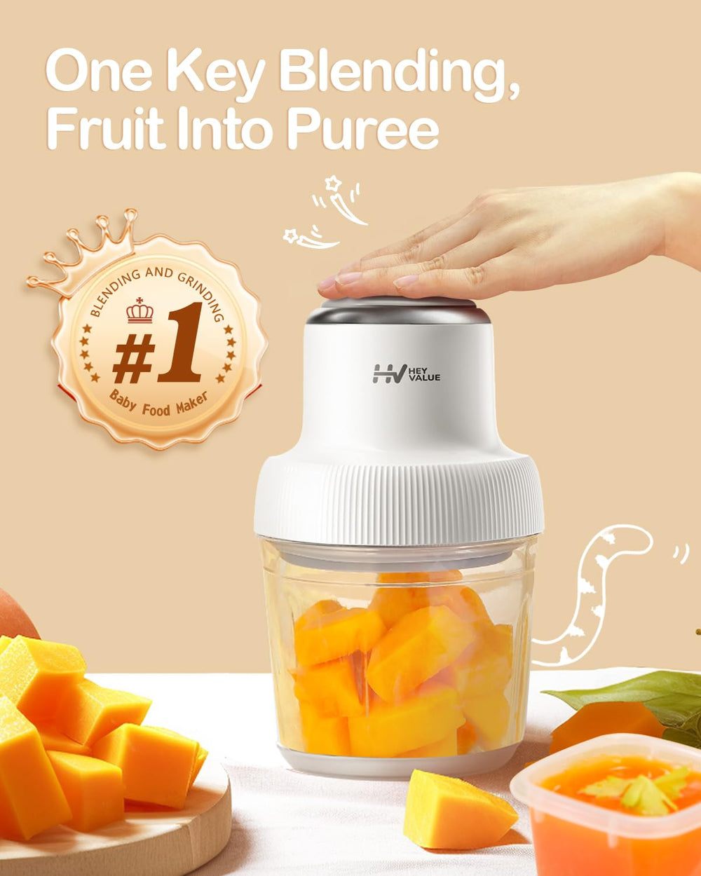 HEYVALUE baby food maker close-up of powerful blades